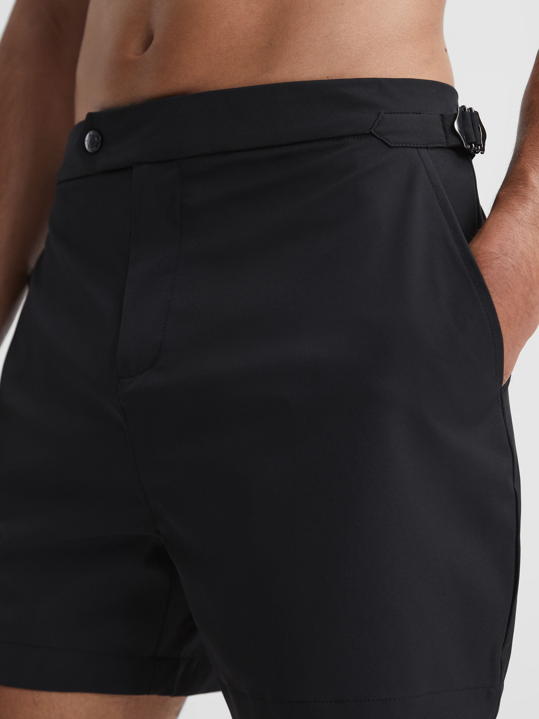 Side Adjuster Swim Shorts in Black - Image 4 of 6