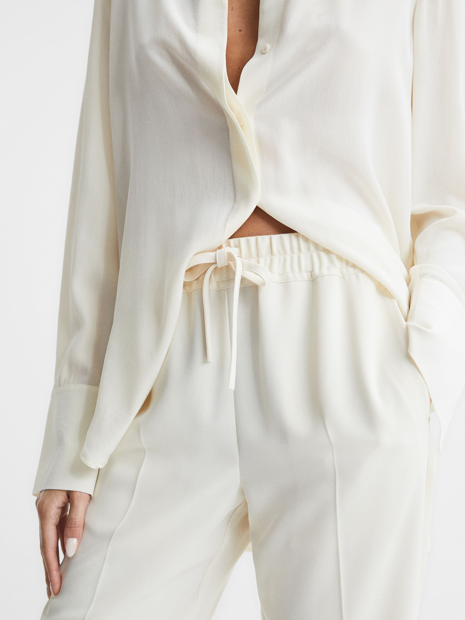 Pull On Trousers in Cream - Image 4 of 6