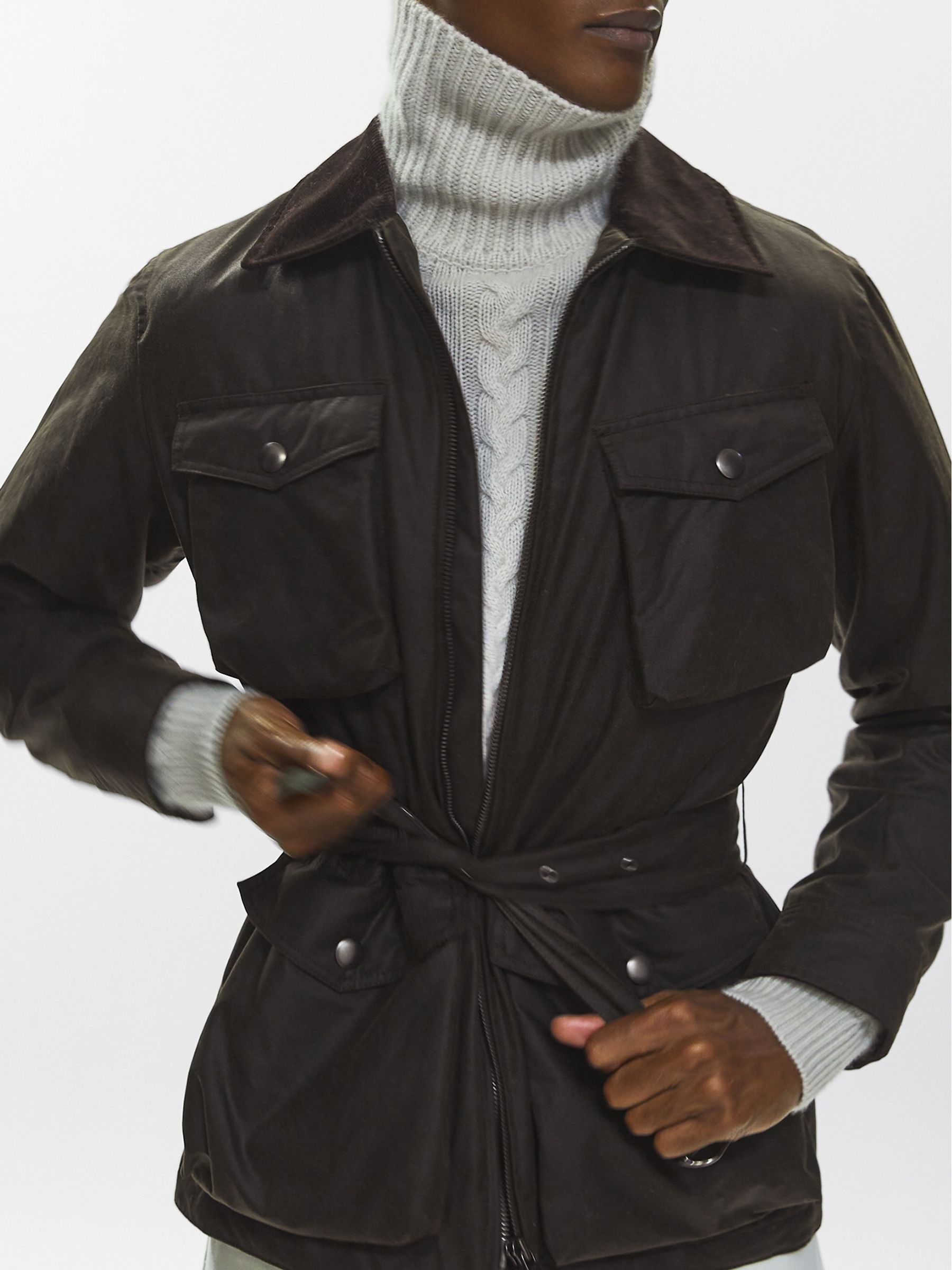 Private White V.C. Waxed Jacket in Khaki - Image 3 of 7