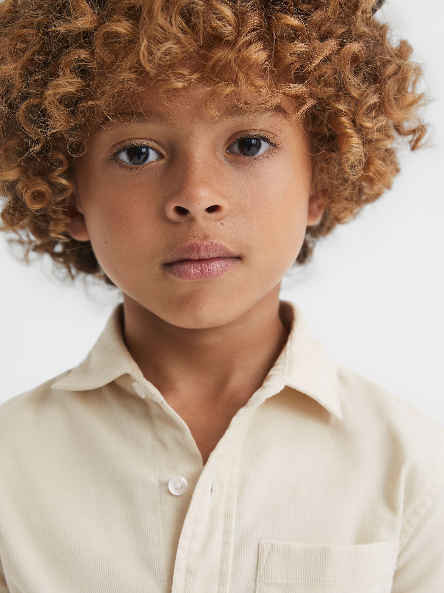 3-9 yrs Corduroy Cutaway Collar Shirt in White - Image 4 of 7