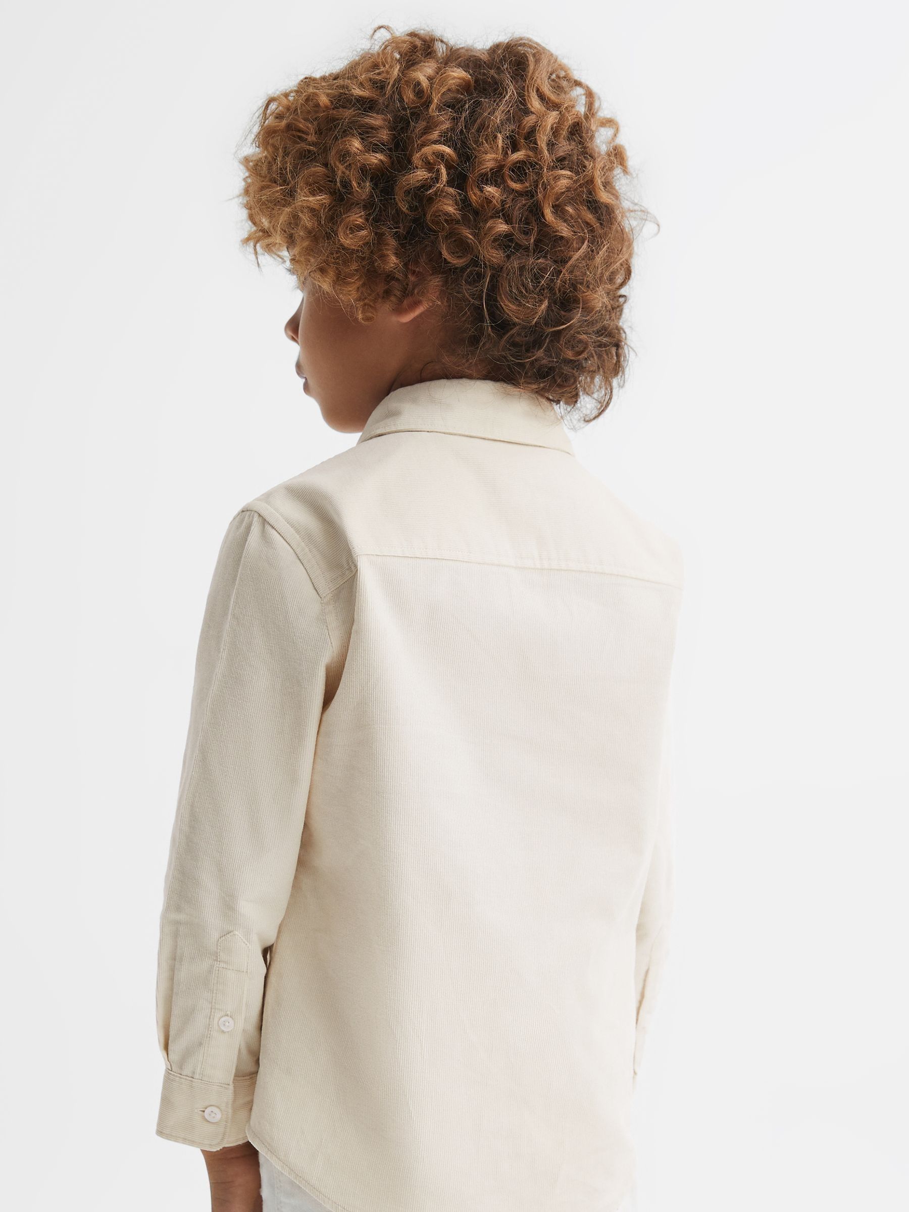 3-9 yrs Corduroy Cutaway Collar Shirt in White - Image 5 of 7