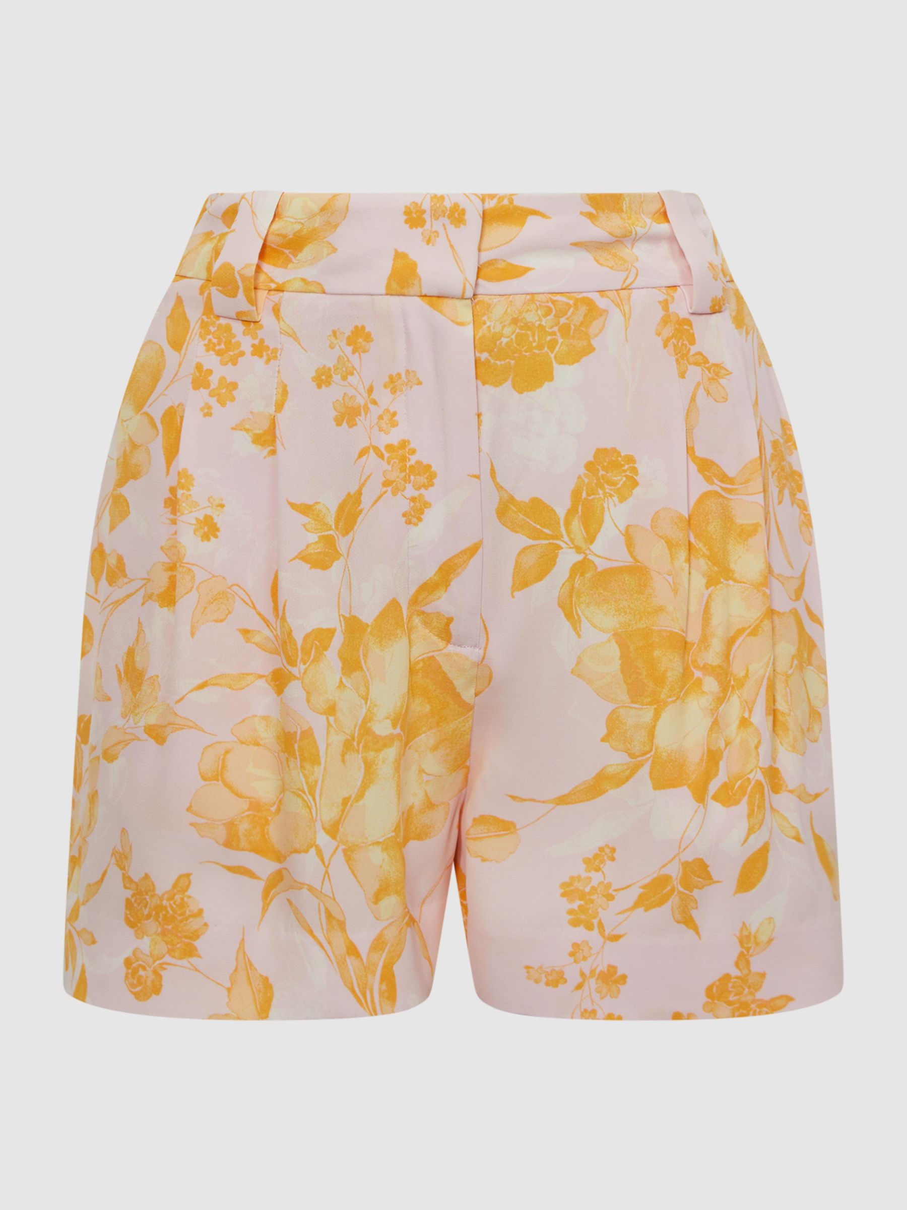 High Rise Floral Print Shorts in Yellow - Image 2 of 5