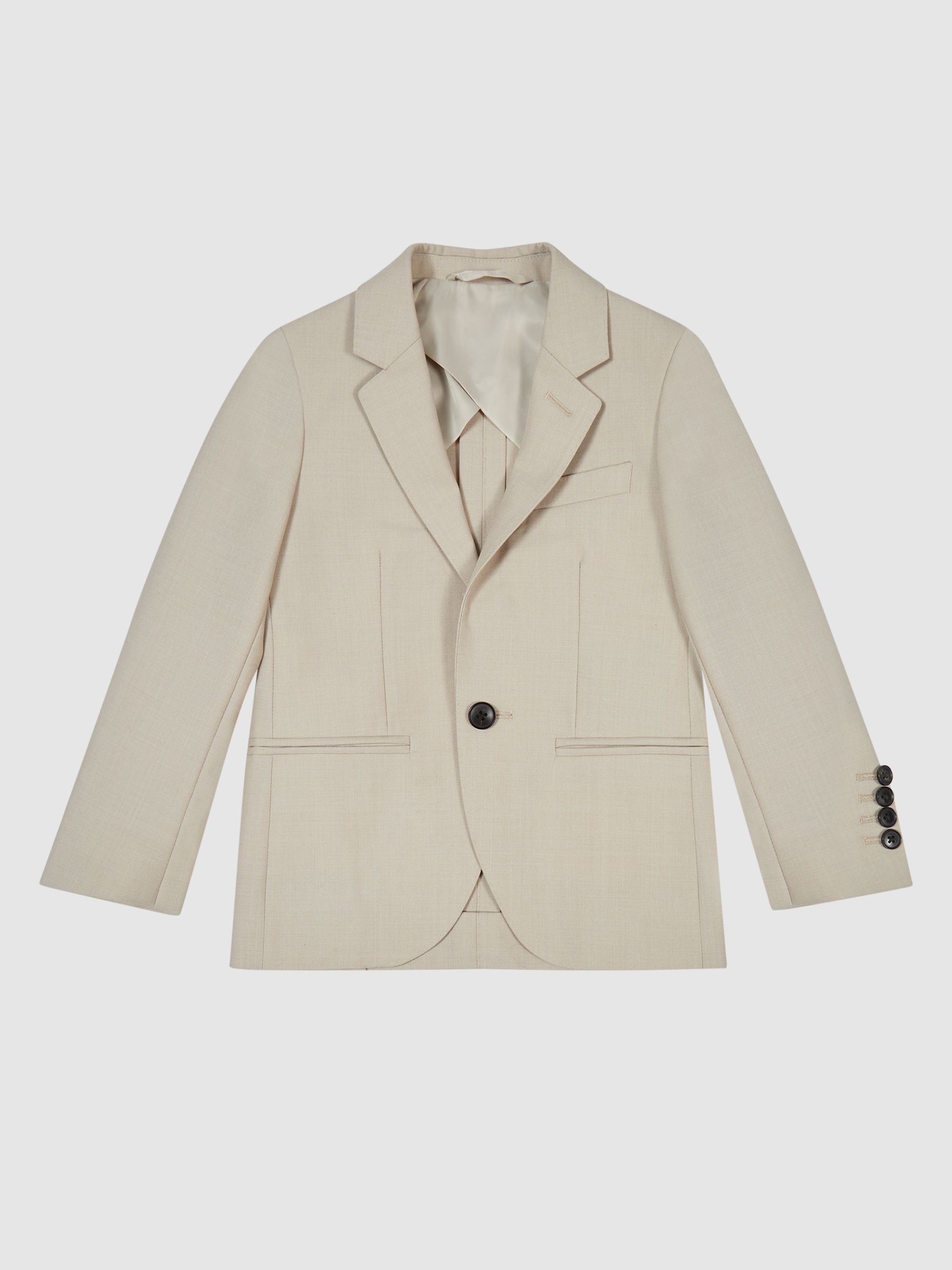 Single Breasted Wool Blazer in Stone - Image 2 of 6