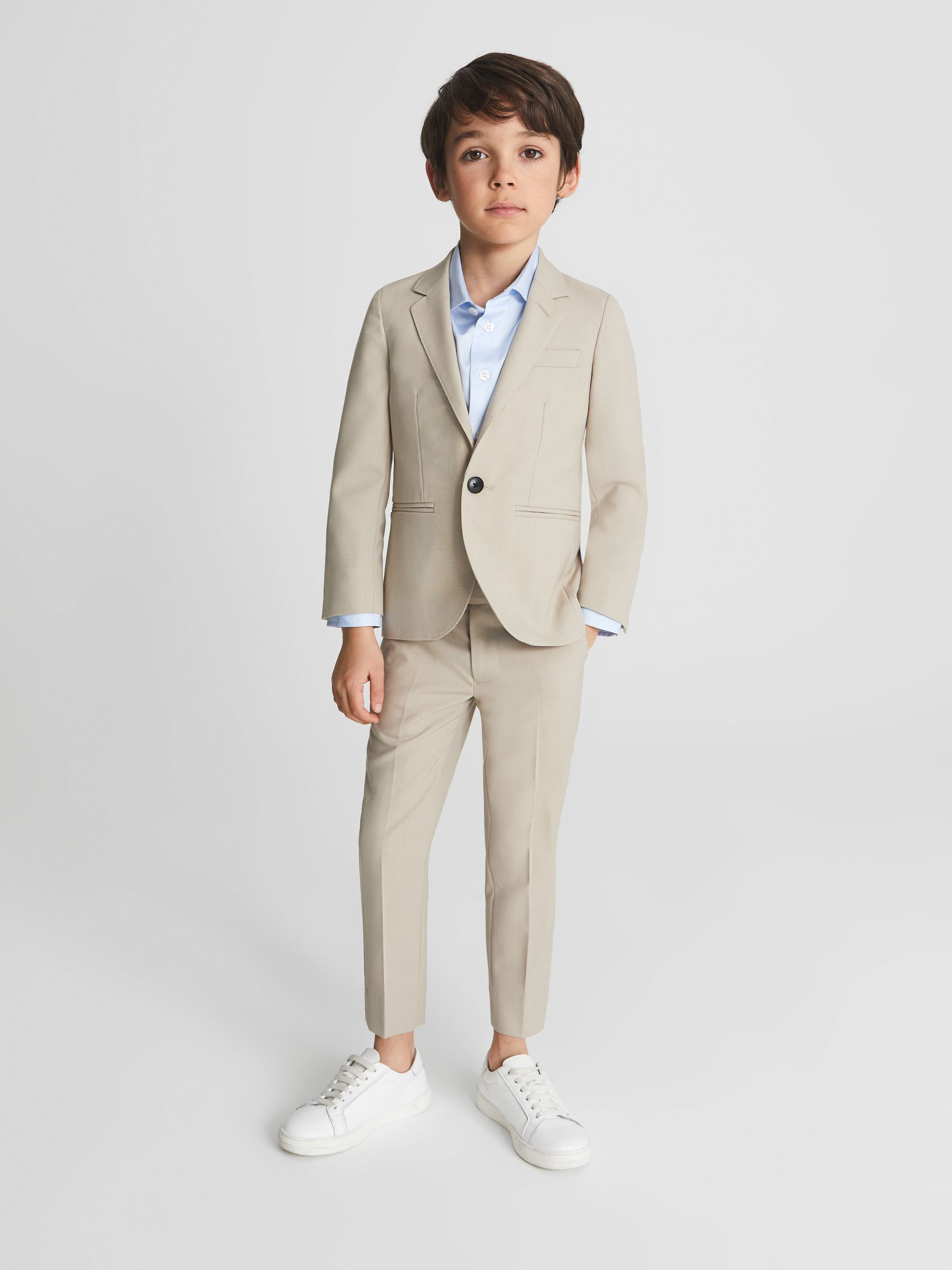 Single Breasted Wool Blazer in Stone - Image 3 of 6