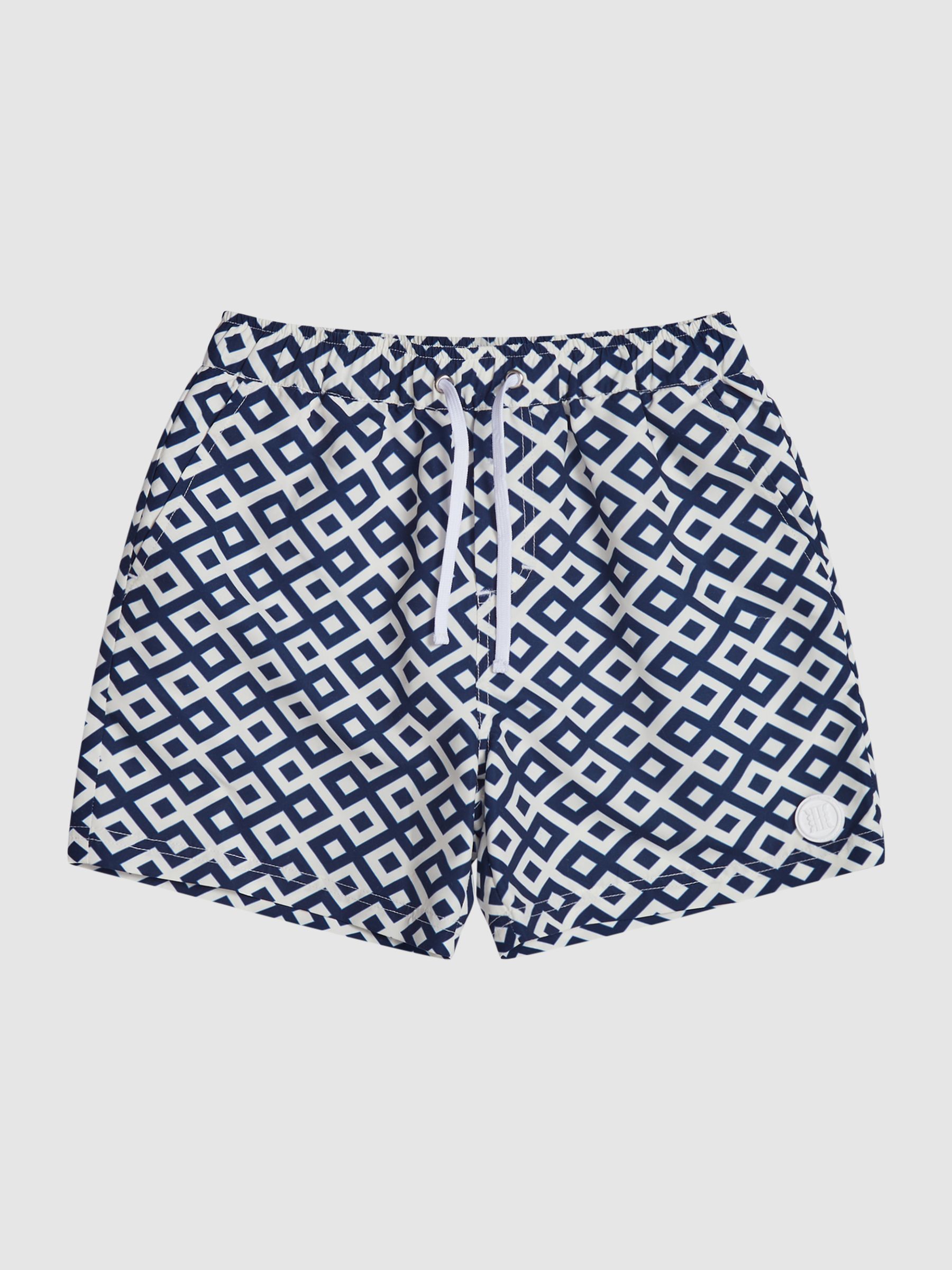Geo Printed Swim Shorts in Navy - Image 2 of 5
