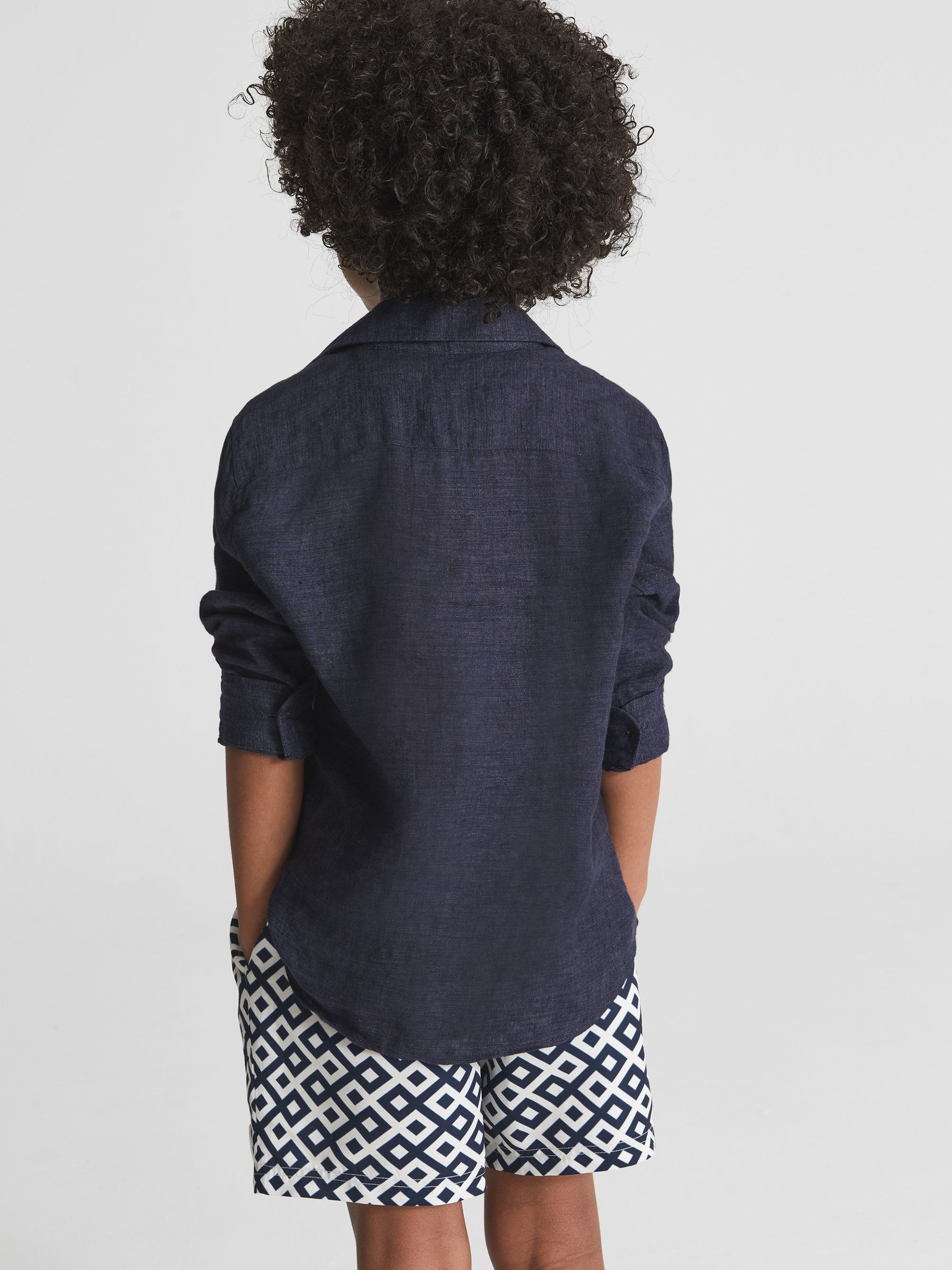 Geo Printed Swim Shorts in Navy - Image 4 of 5