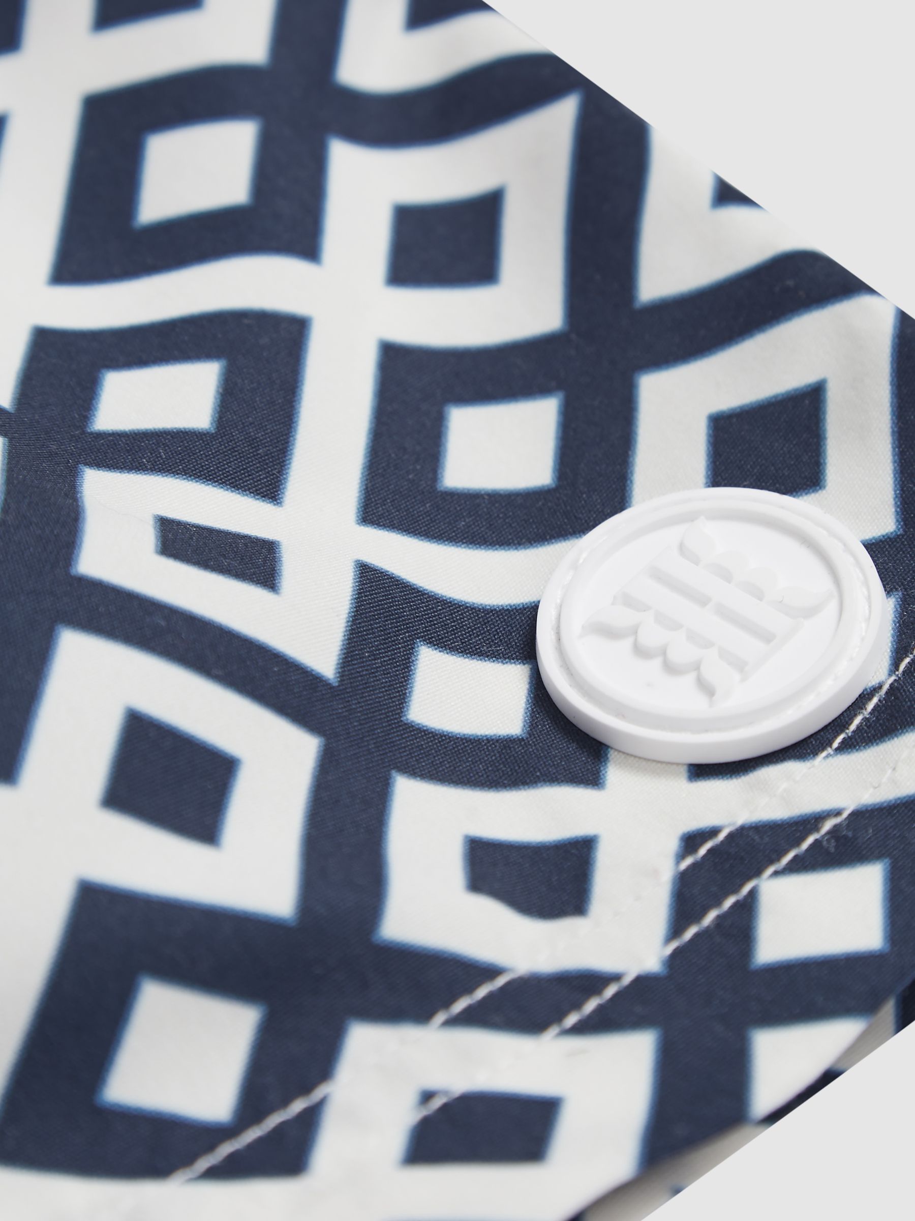 Geo Printed Swim Shorts in Navy - Image 5 of 5