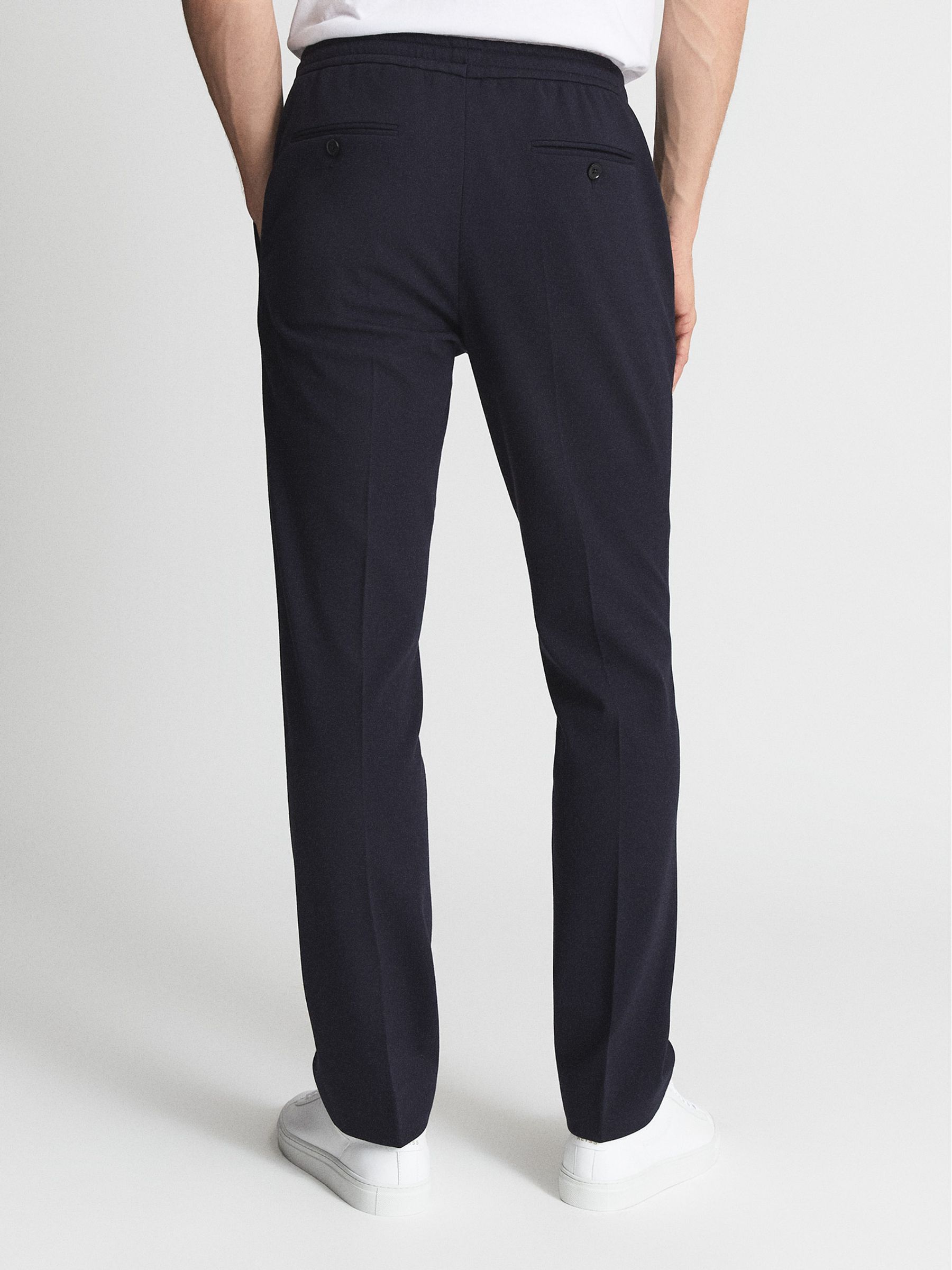Slim Fit Jersey Stretch Trousers in Navy - Image 5 of 6