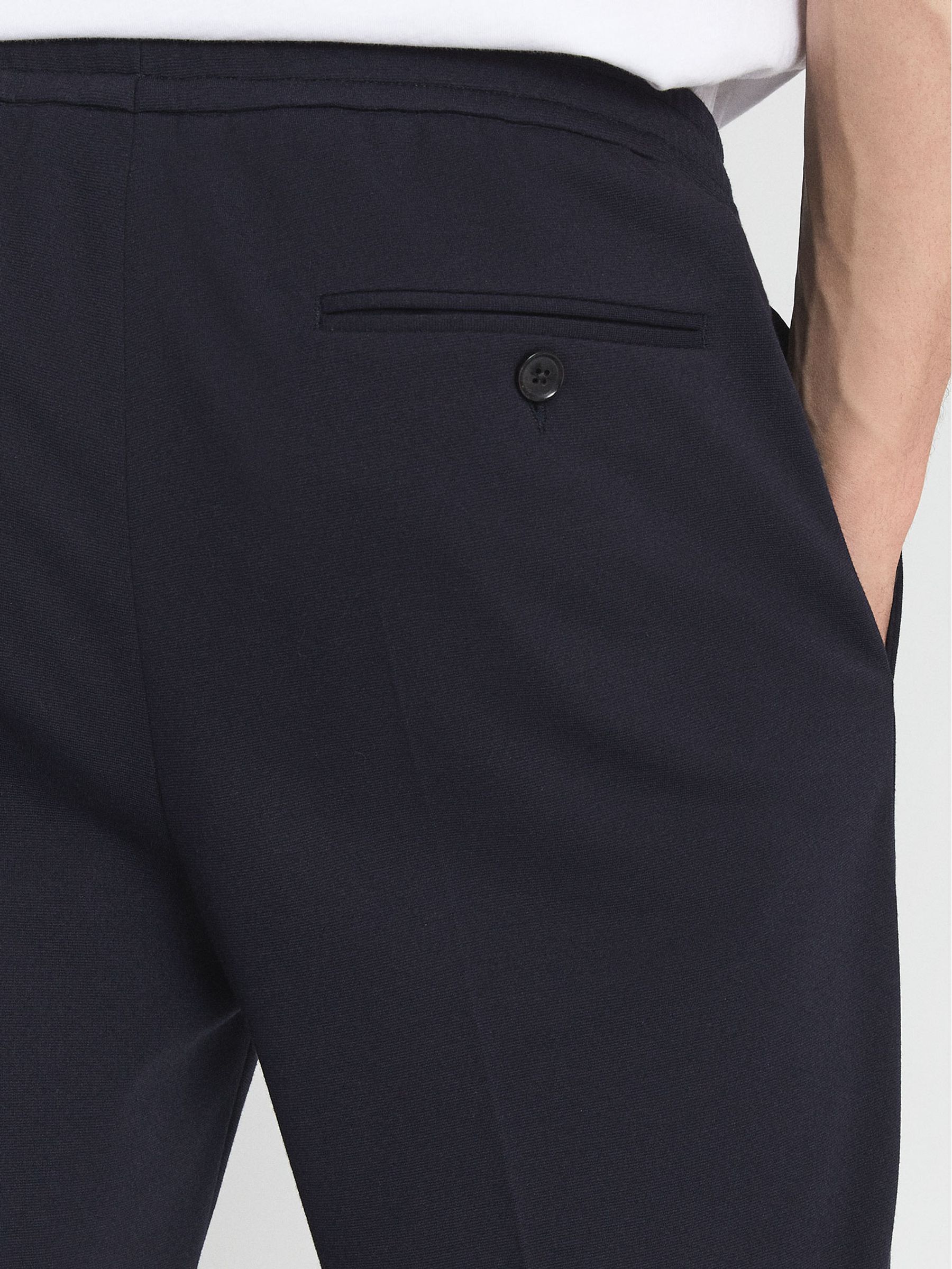 Slim Fit Jersey Stretch Trousers in Navy - Image 6 of 6