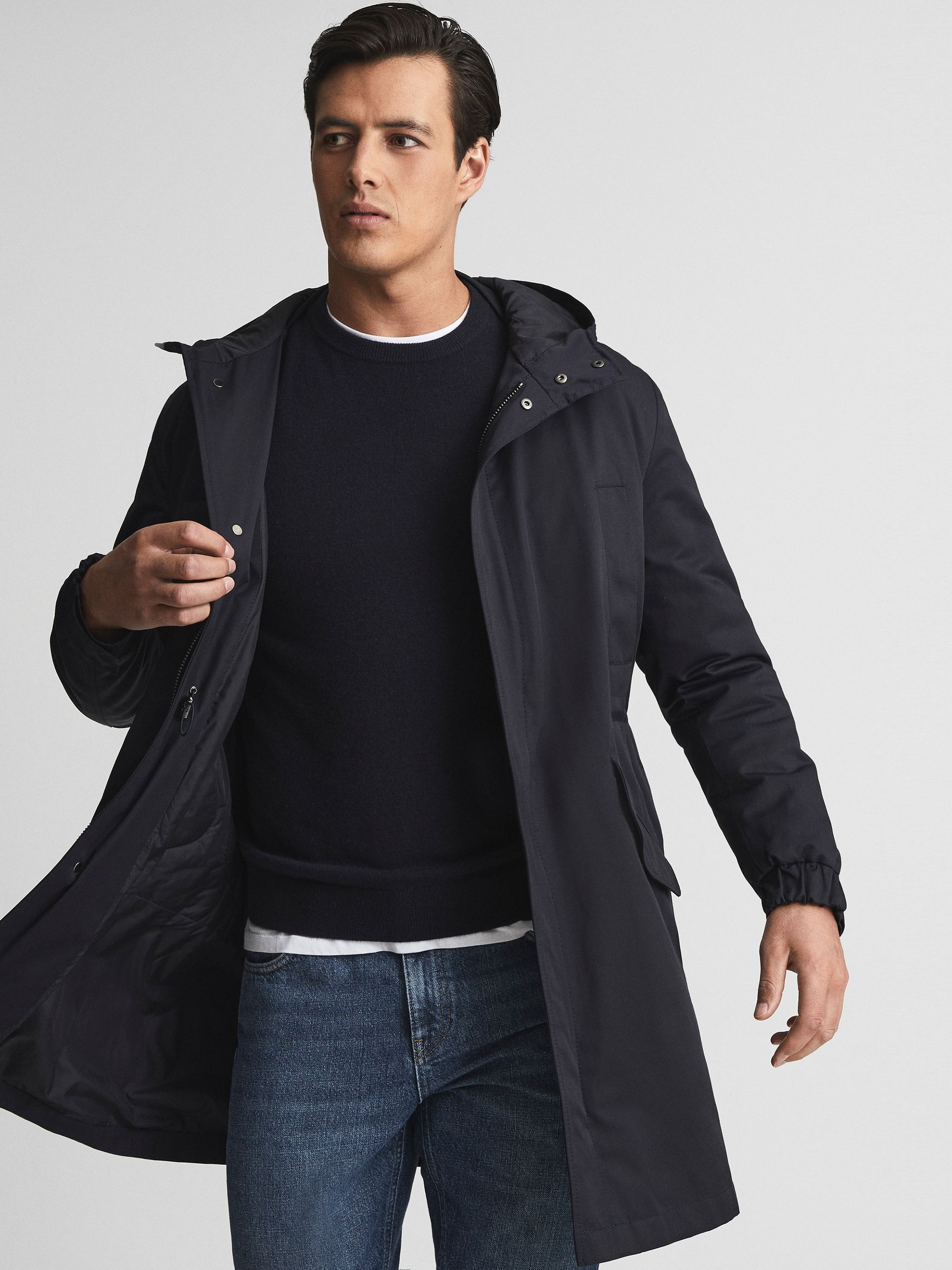 Lightweight Parka in Navy - Image 1 of 8