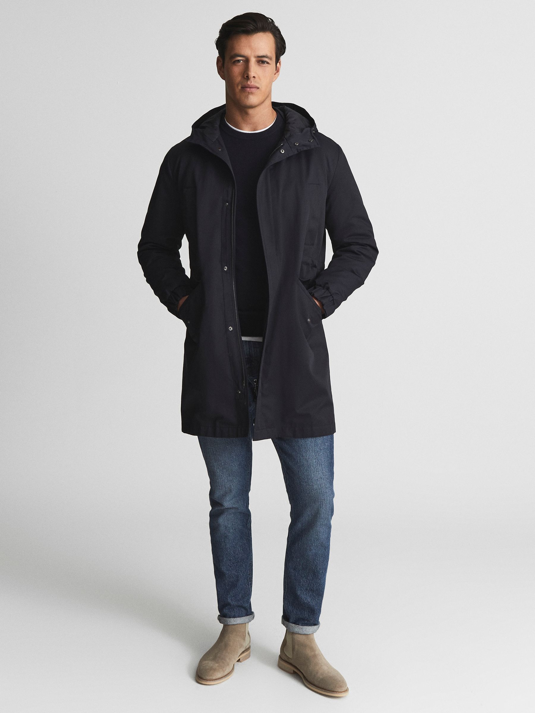 Lightweight Parka in Navy - Image 3 of 8