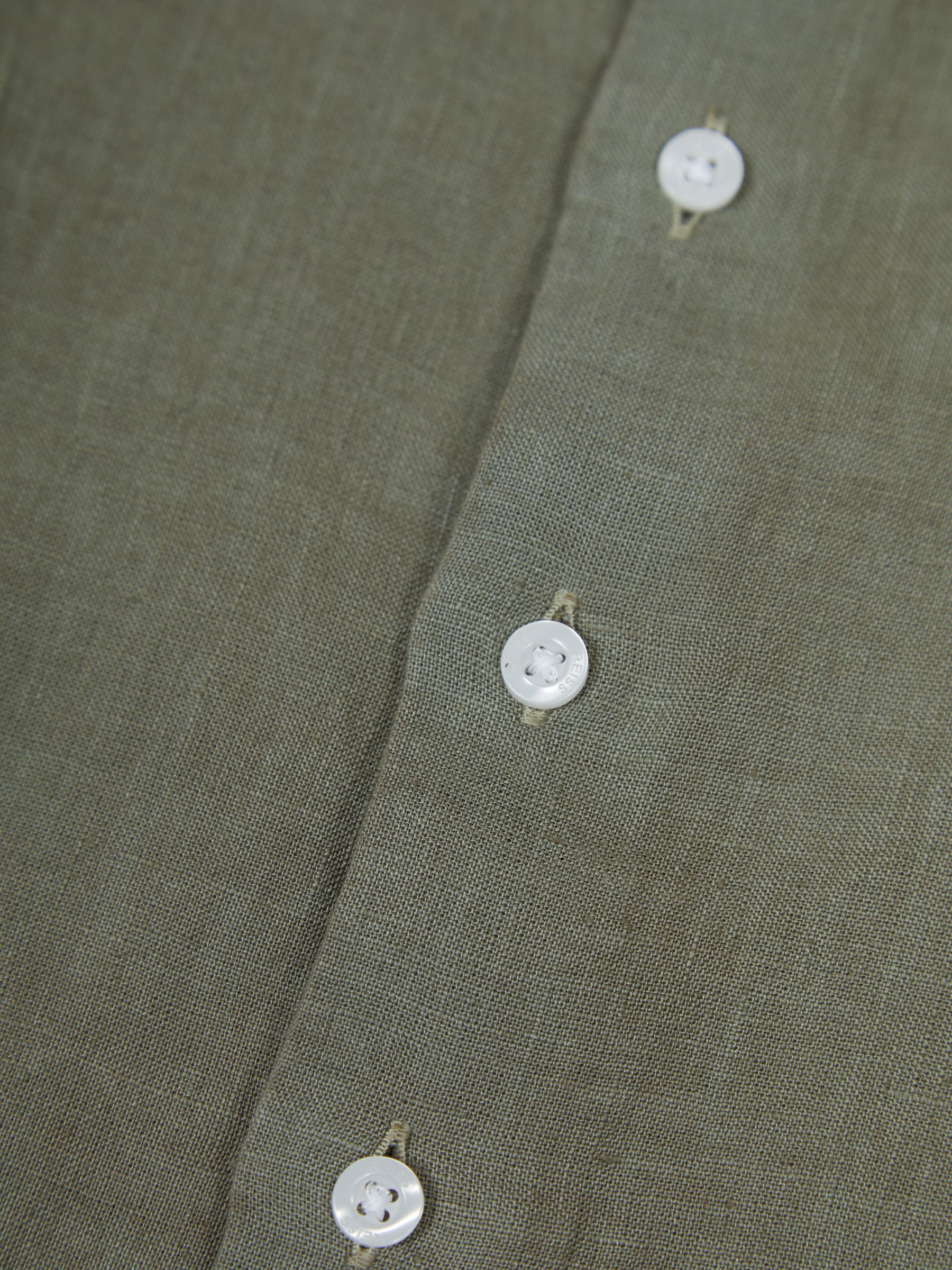 Short Sleeve Linen Shirt in Sage - Image 5 of 5