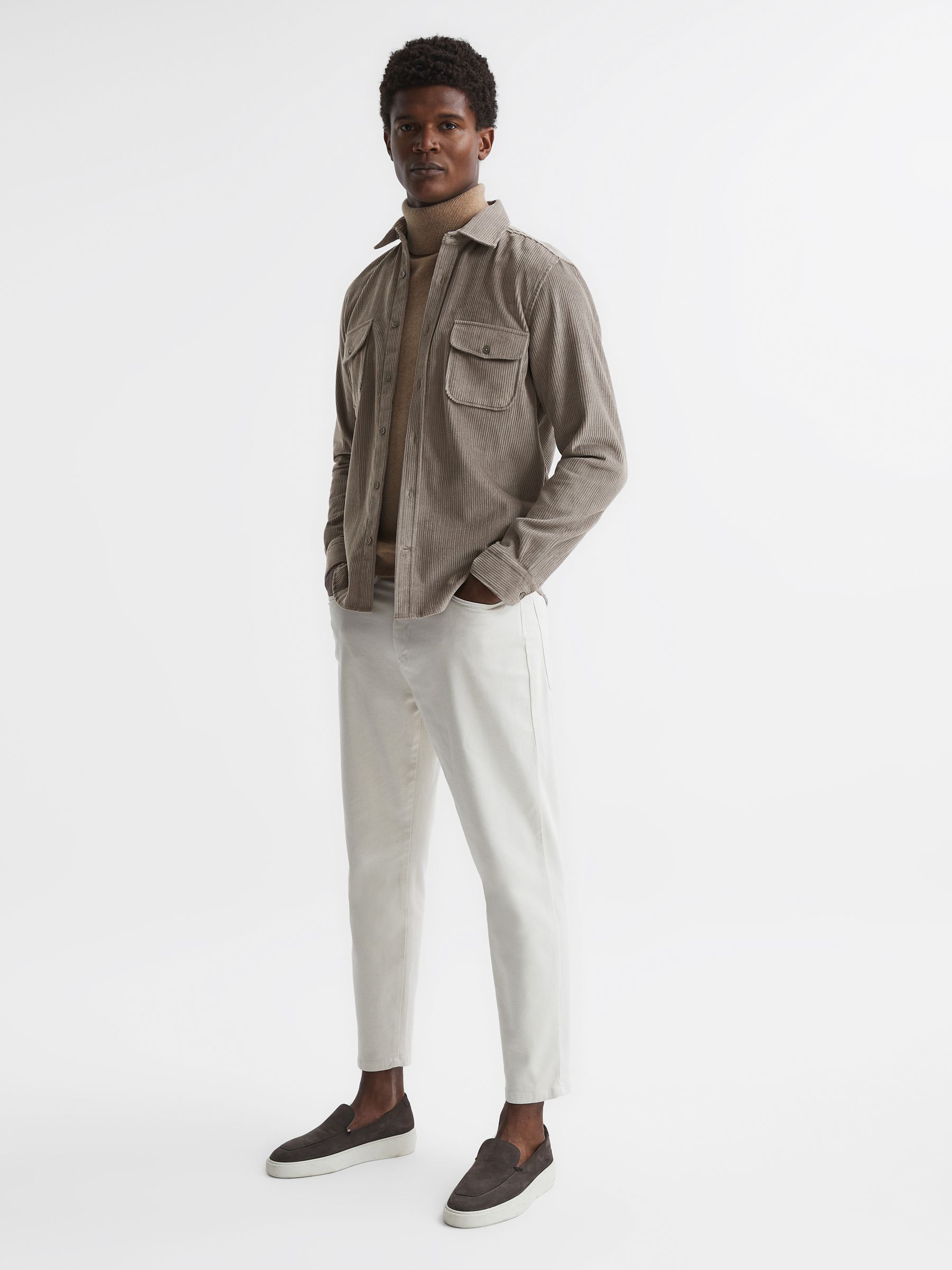Corduroy Twin Pocket Overshirt in Grey - Image 3 of 6