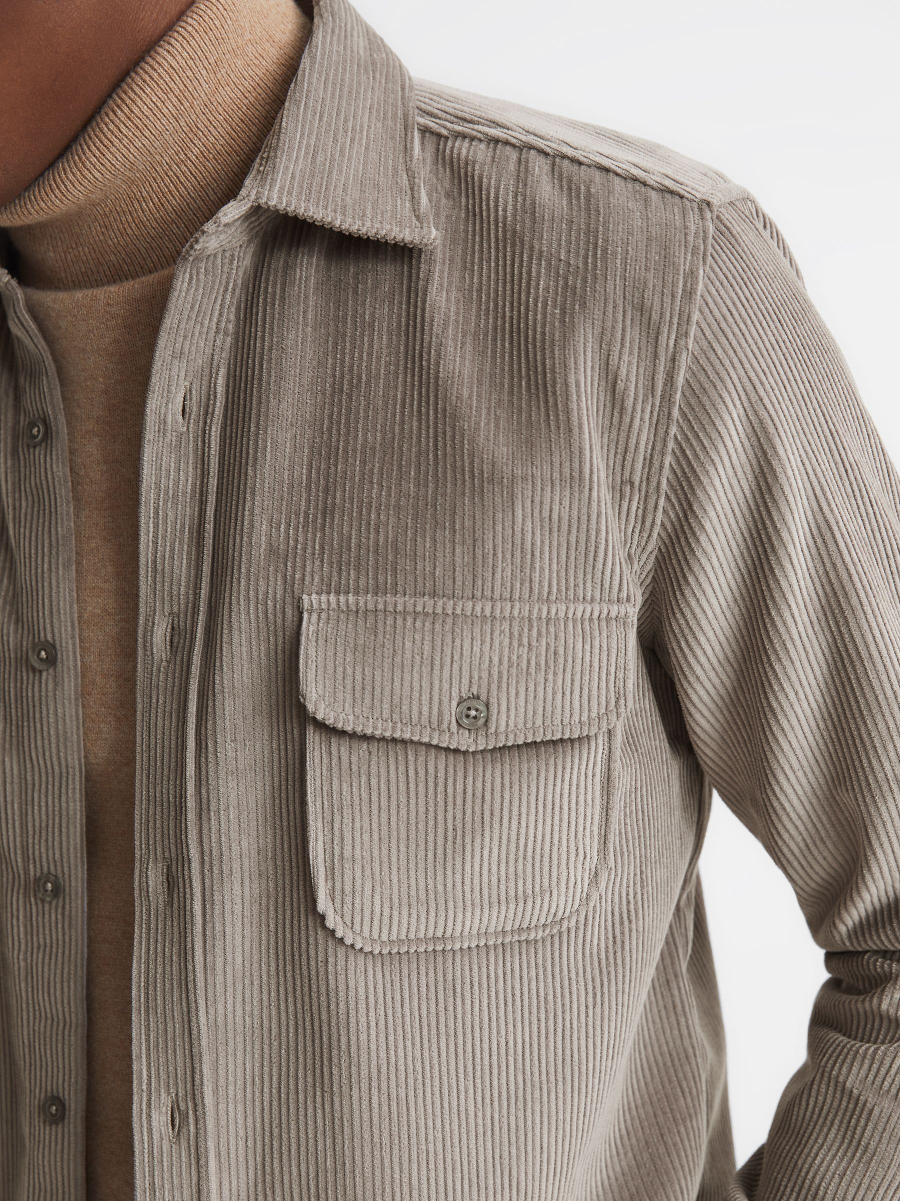 Corduroy Twin Pocket Overshirt in Grey - Image 4 of 6