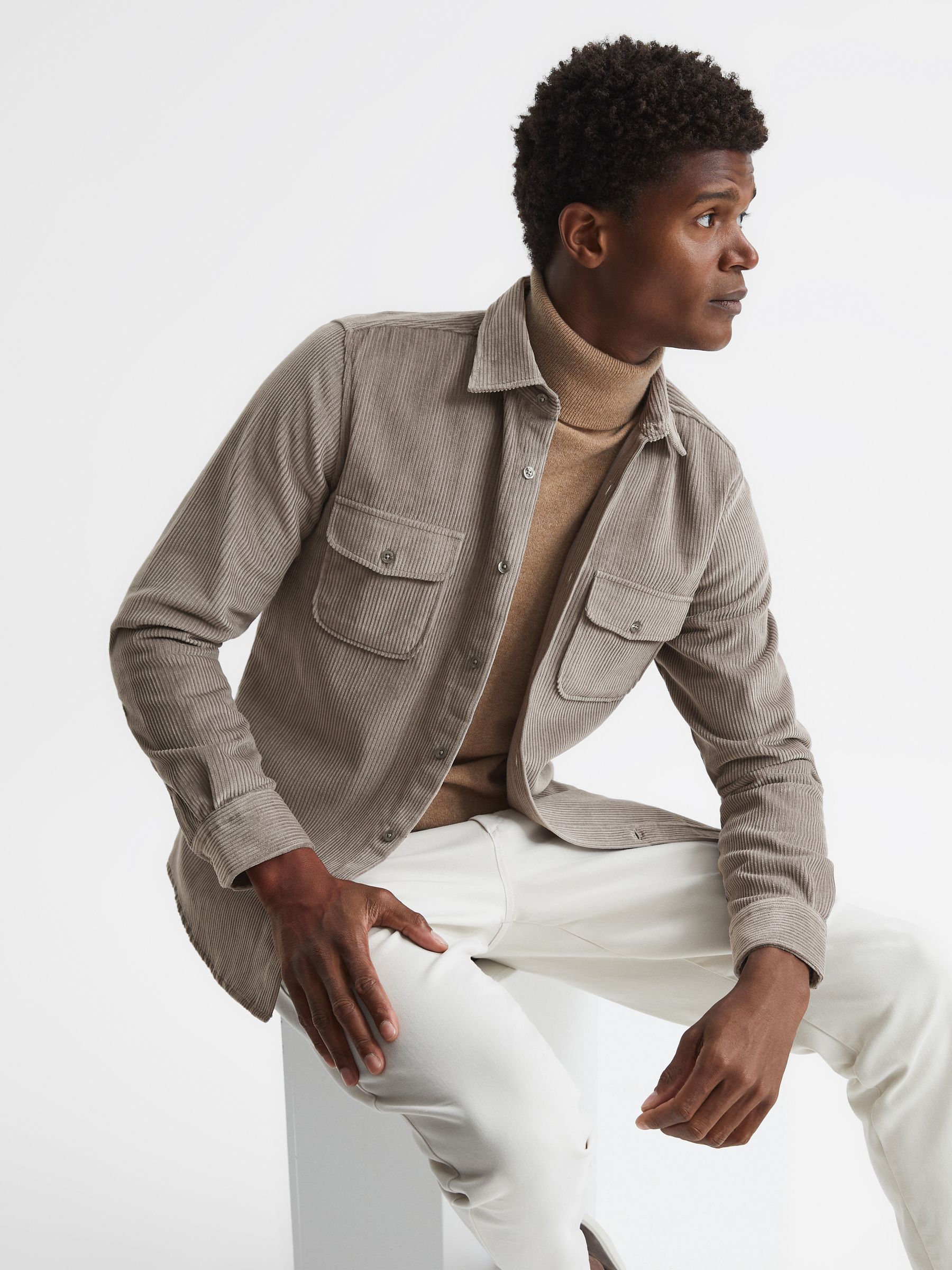 Corduroy Twin Pocket Overshirt in Grey - Image 6 of 6