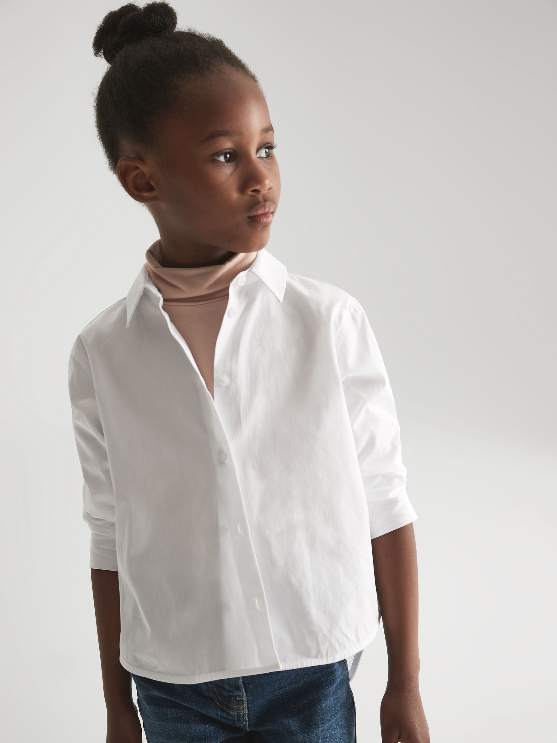 Senior Cotton Buttoned Shirt in White - Image 1 of 7