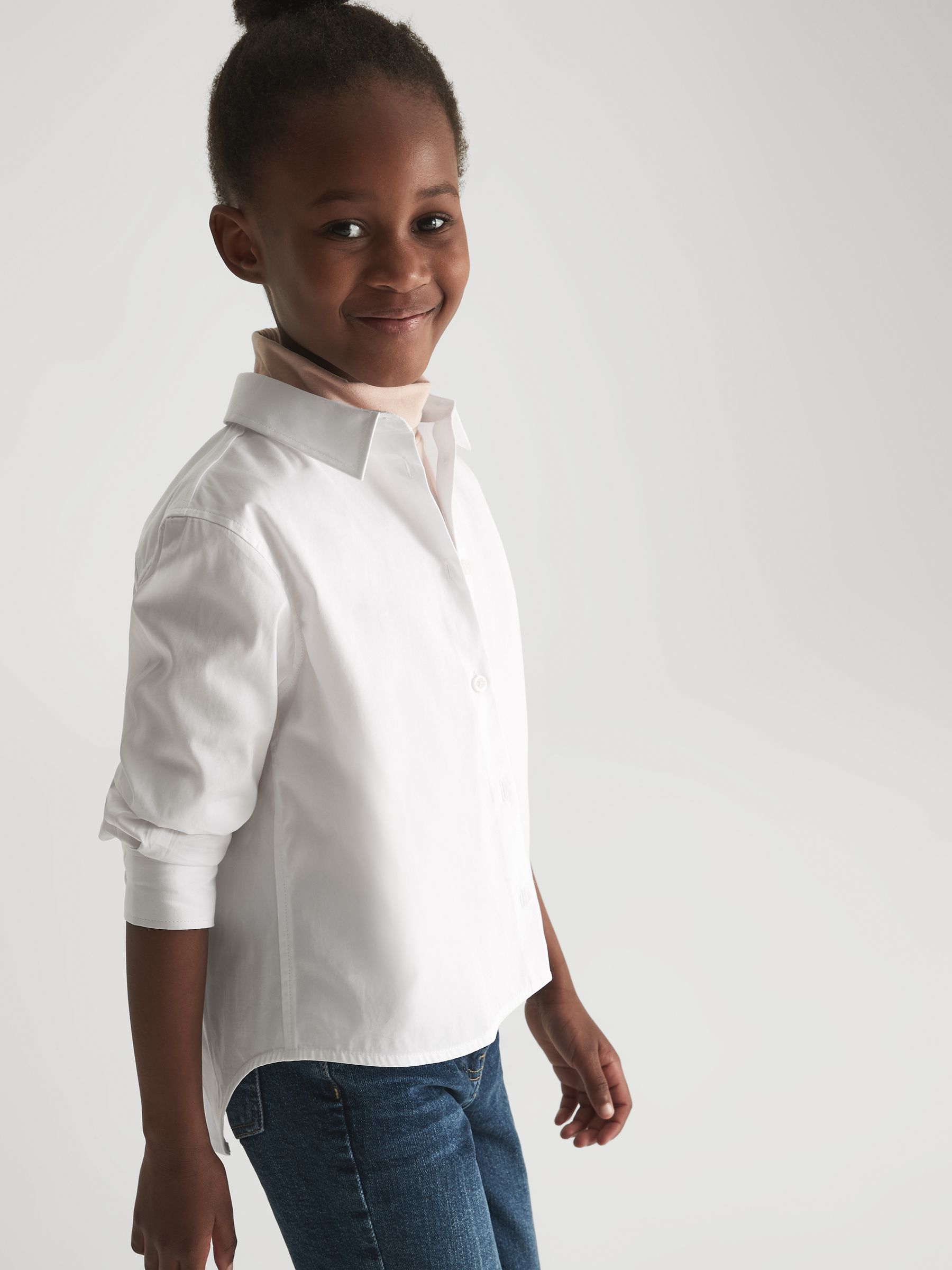 Senior Cotton Buttoned Shirt in White - Image 4 of 7