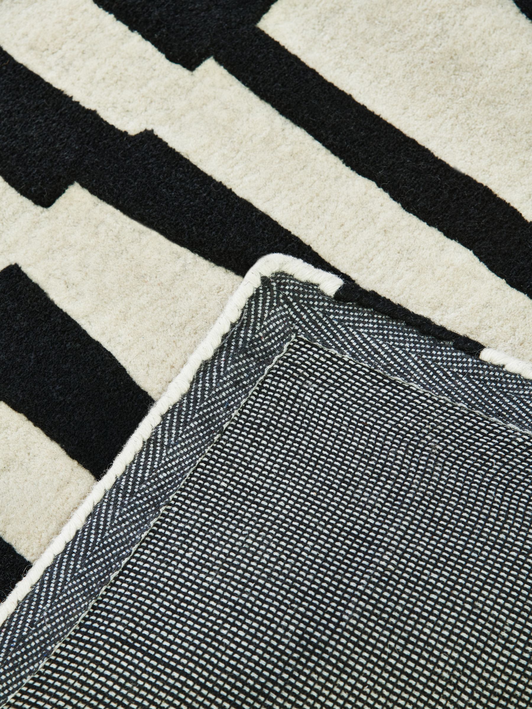 Jasper Conran London Black/White Papercut Carve Pile Wool Rug - Image 3 of 4