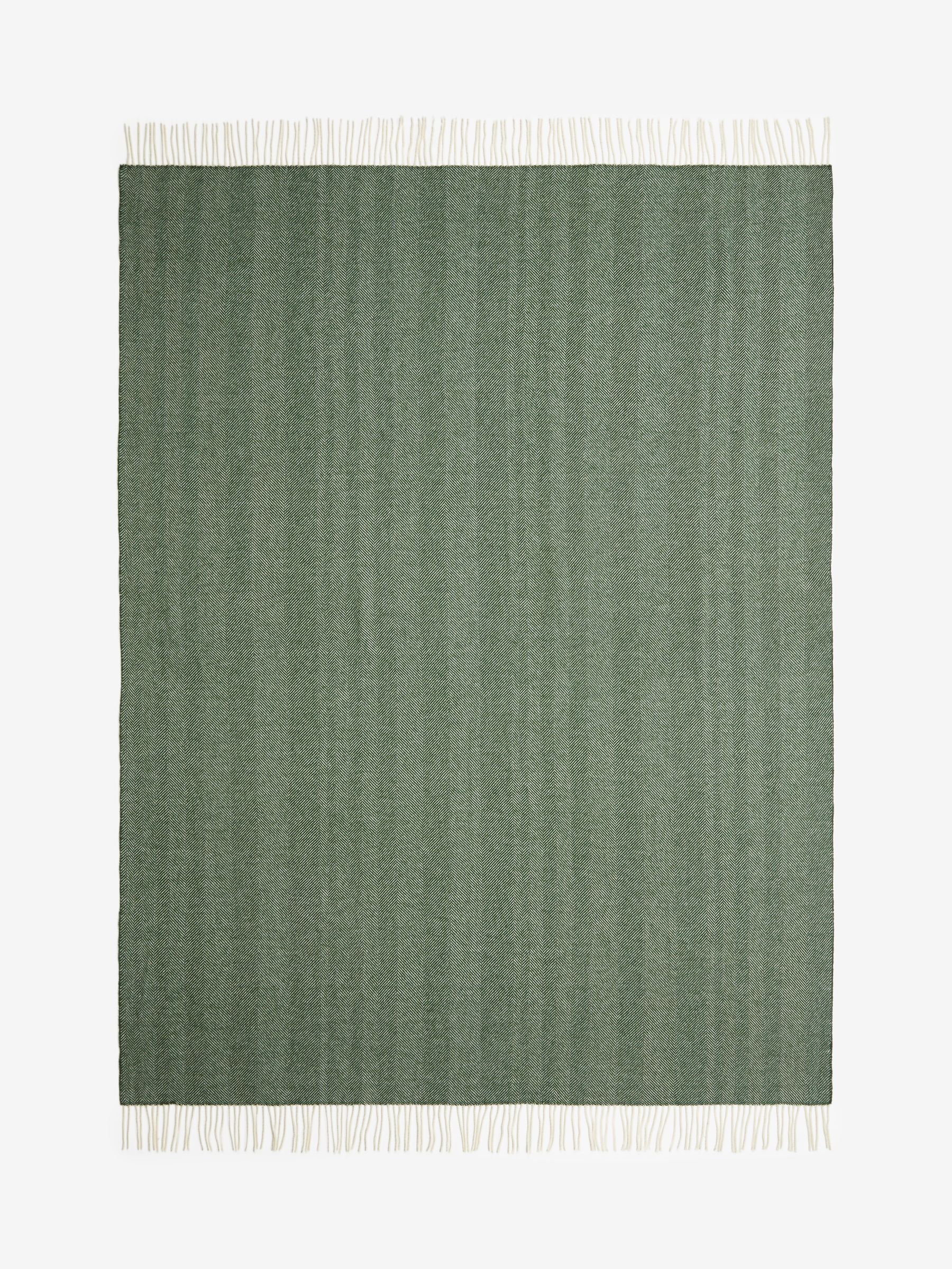Jasper Conran London Green Lambswool Herringbone Throw - Image 6 of 6
