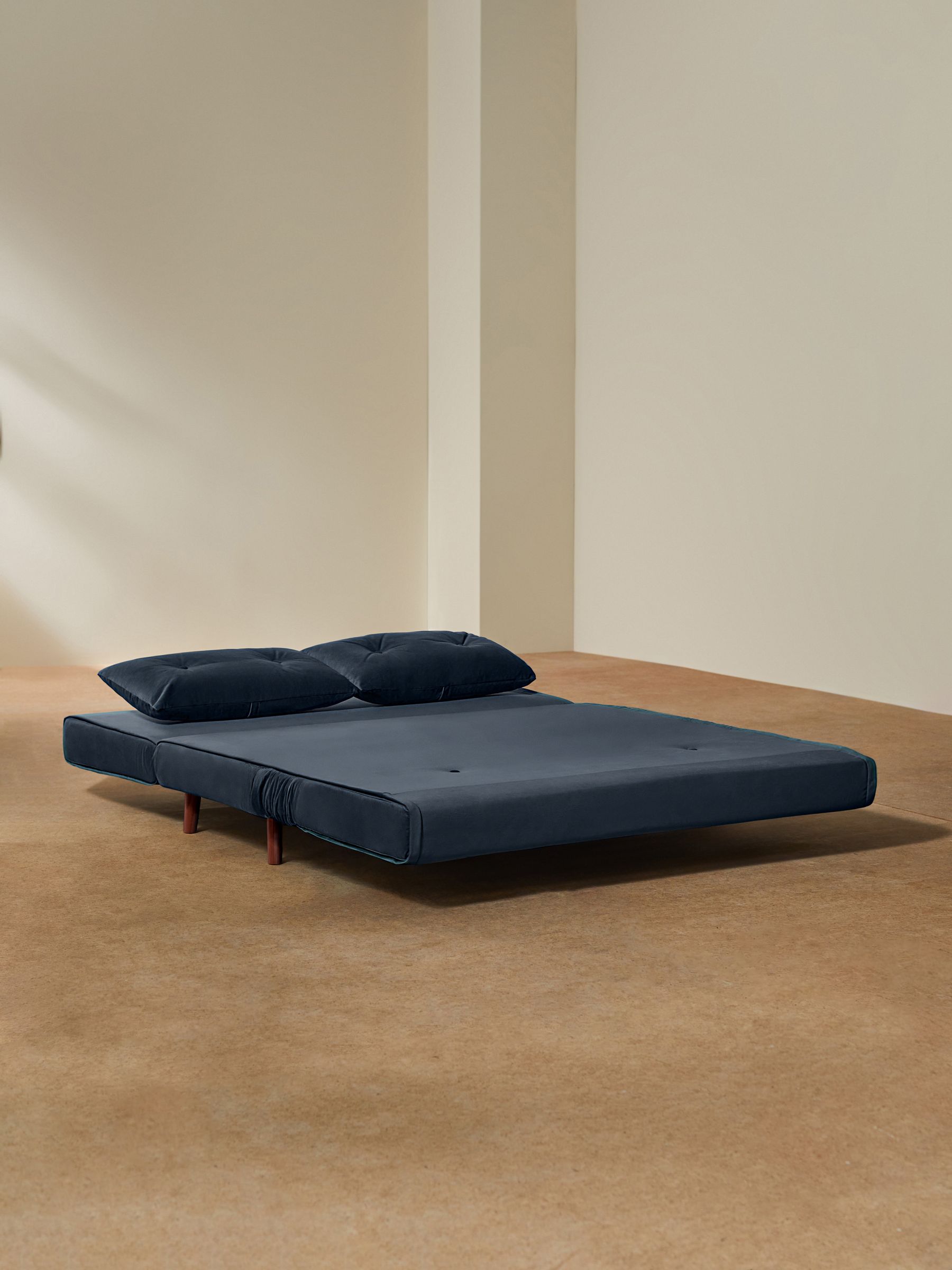 Regular Haru 2 Seater Sofa Bed in Smooth Velvet Sapphire Blue - Image 5 of 10