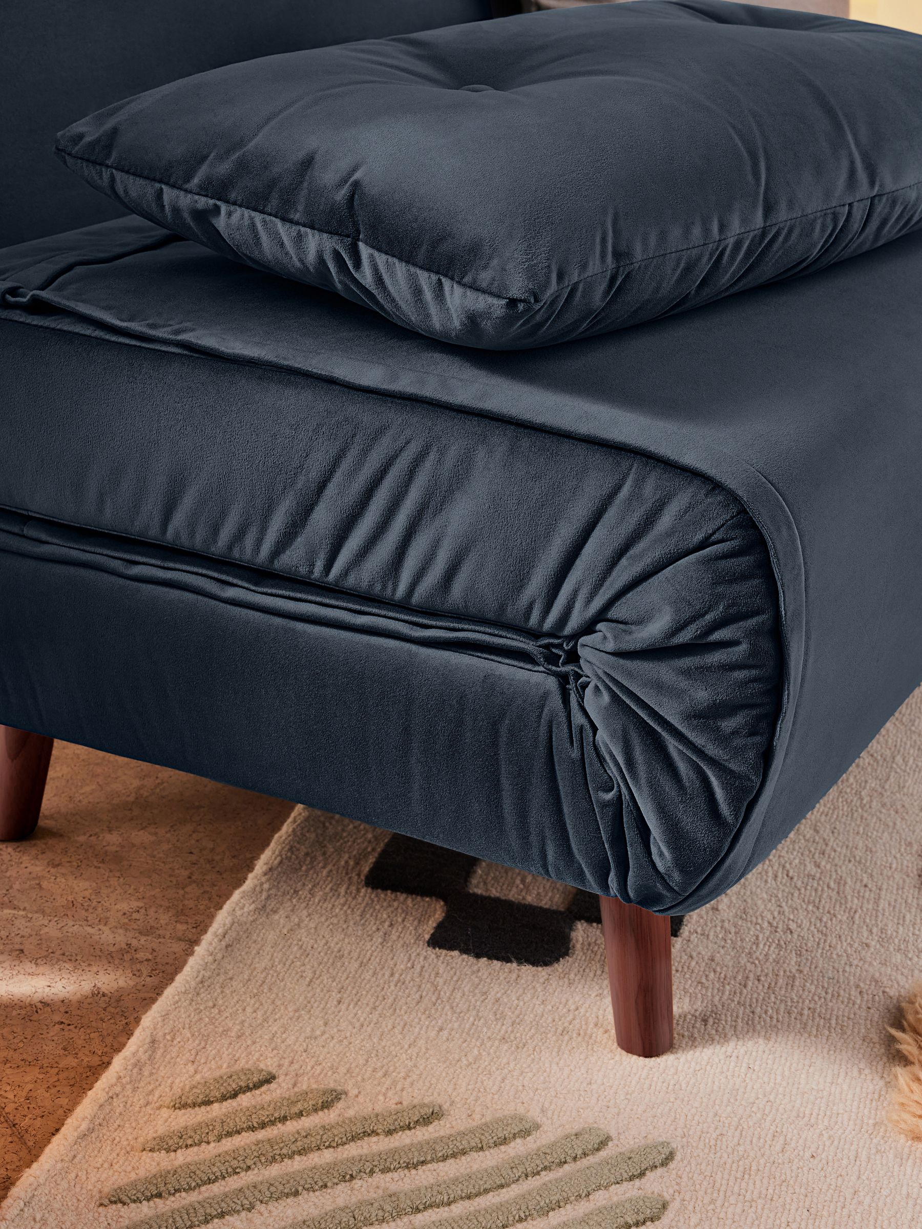 Regular Haru 2 Seater Sofa Bed in Smooth Velvet Sapphire Blue - Image 6 of 10