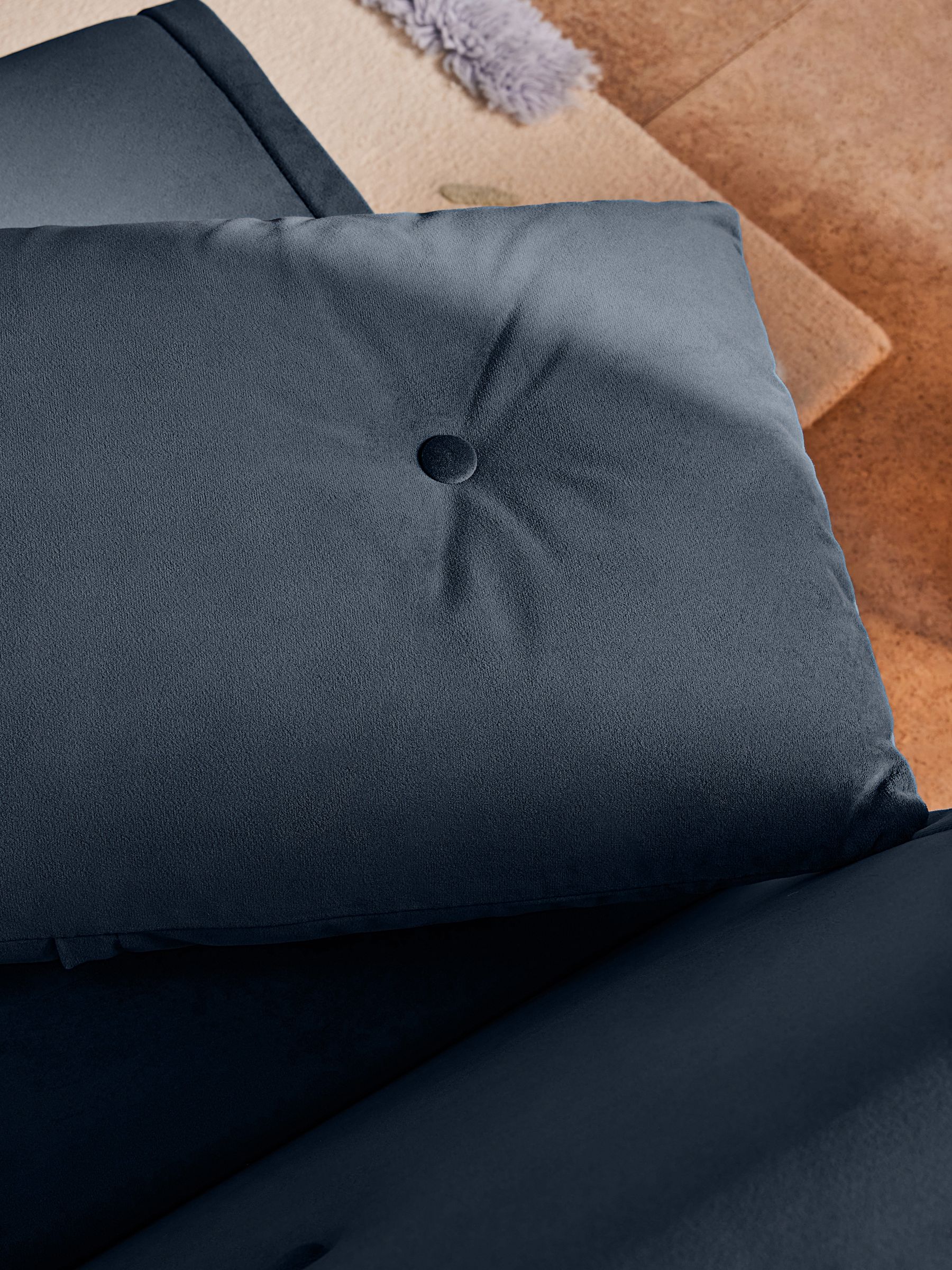Regular Haru 2 Seater Sofa Bed in Smooth Velvet Sapphire Blue - Image 7 of 10