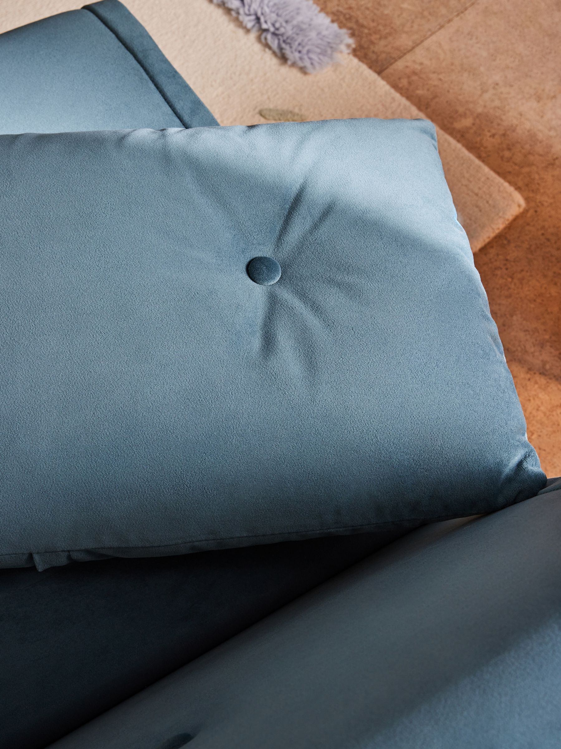 Regular Haru 2 Seater Sofa Bed in Smooth Velvet Sherbert Blue - Image 5 of 9