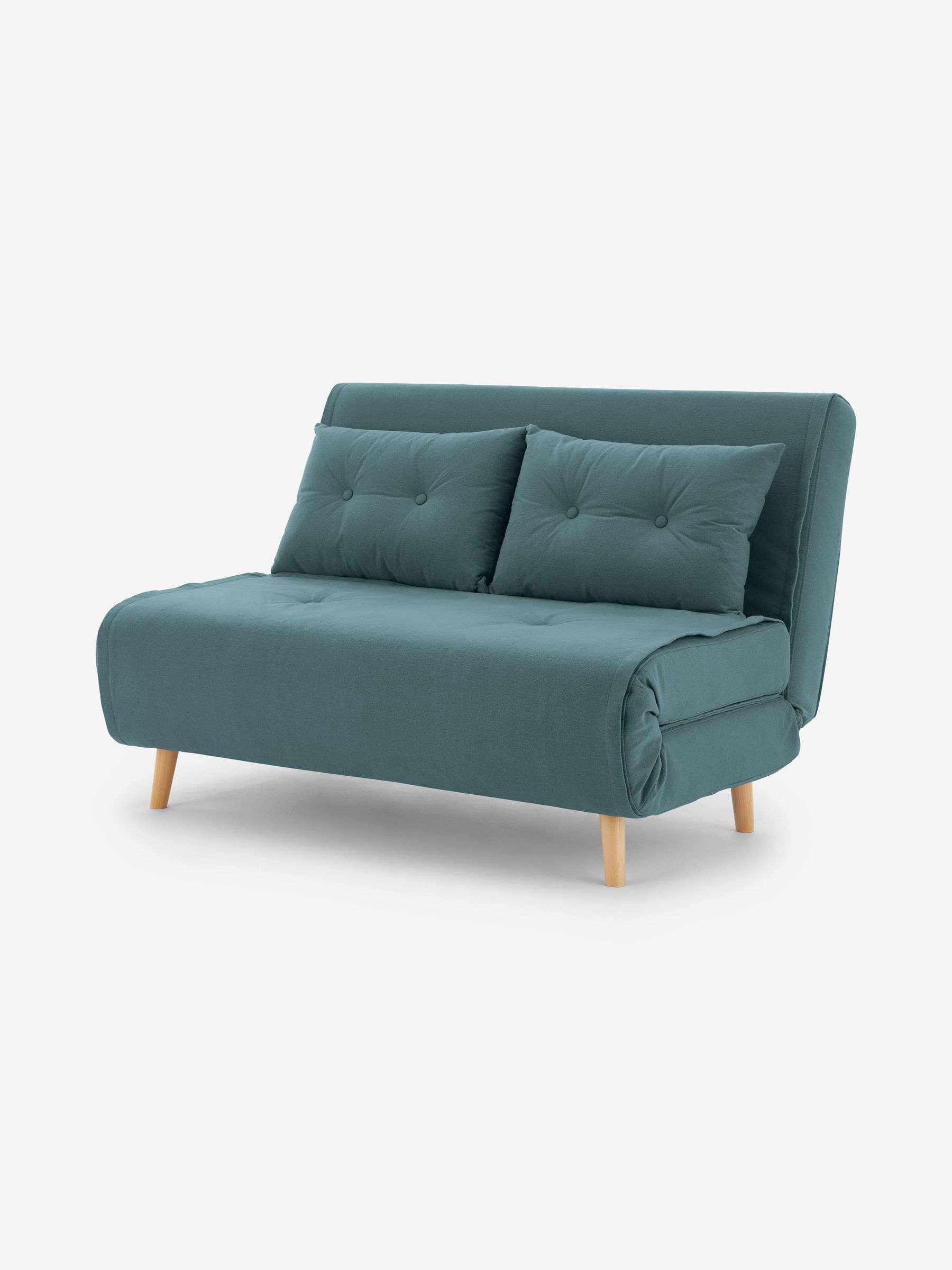 Regular Haru 2 Seater Sofa Bed in Smooth Velvet Sherbert Blue - Image 7 of 9