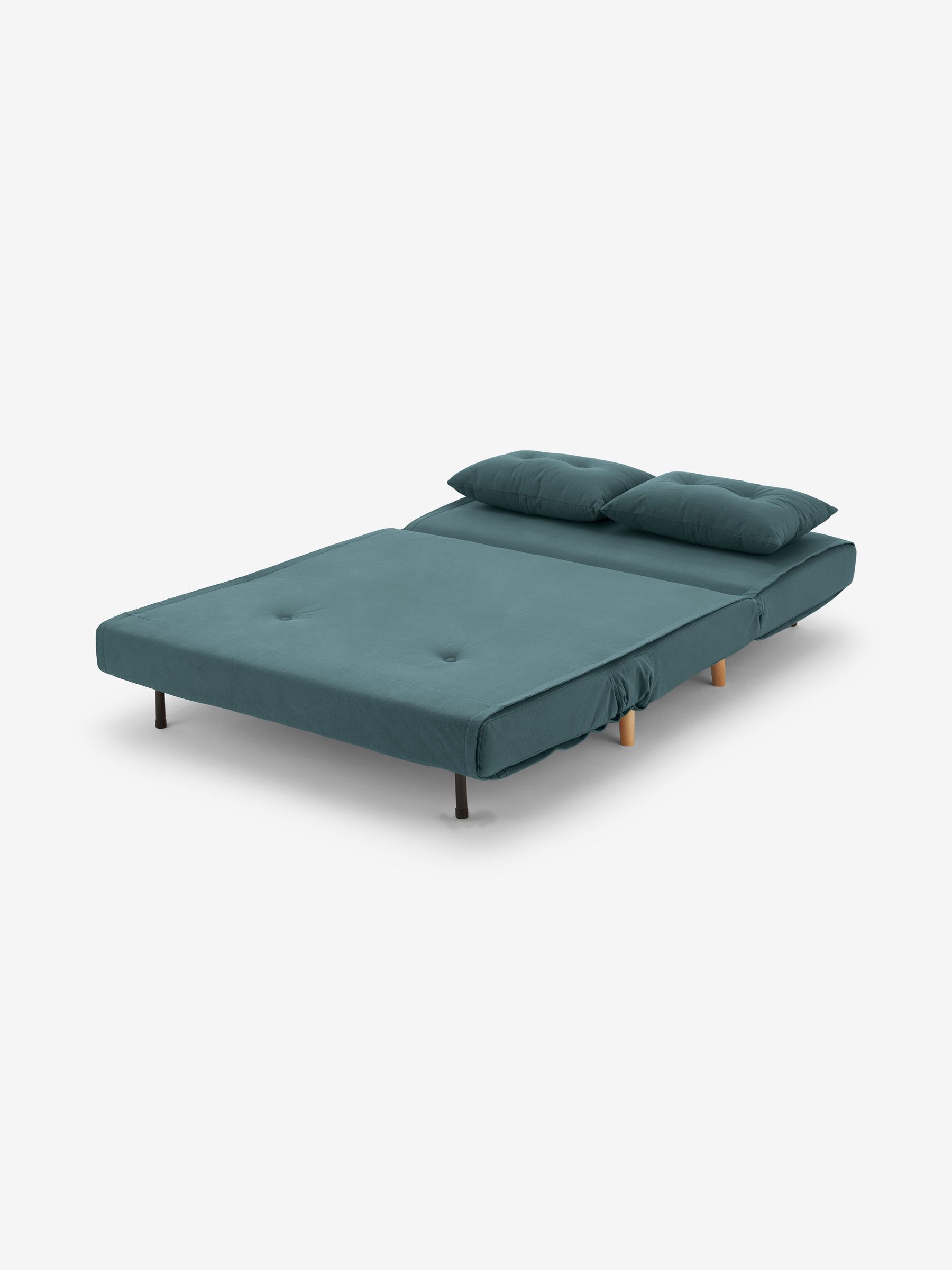 Regular Haru 2 Seater Sofa Bed in Smooth Velvet Sherbert Blue - Image 8 of 9