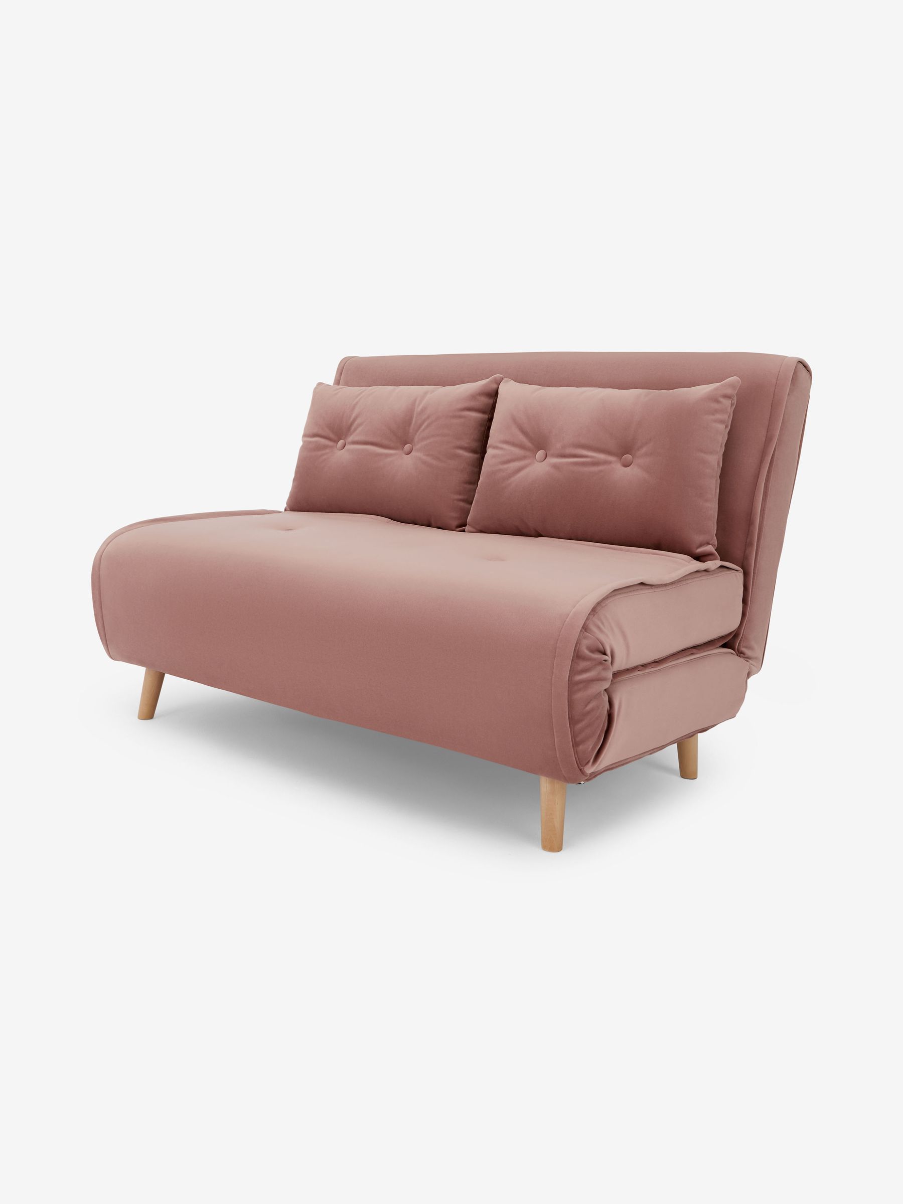 Regular Borg Haru 2 Seater Sofa Bed in Smooth Velvet Pink - Image 1 of 3