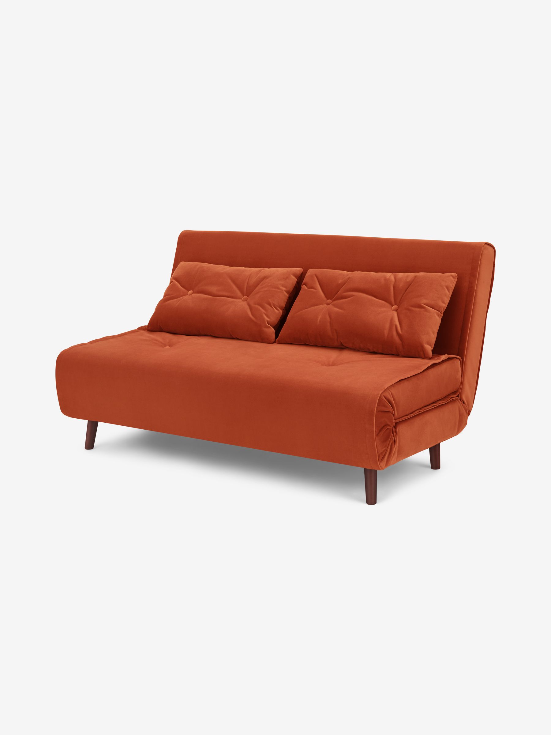 Haru 2 Seater Sofa Bed in Smooth Velvet Tan Orange - Image 7 of 9