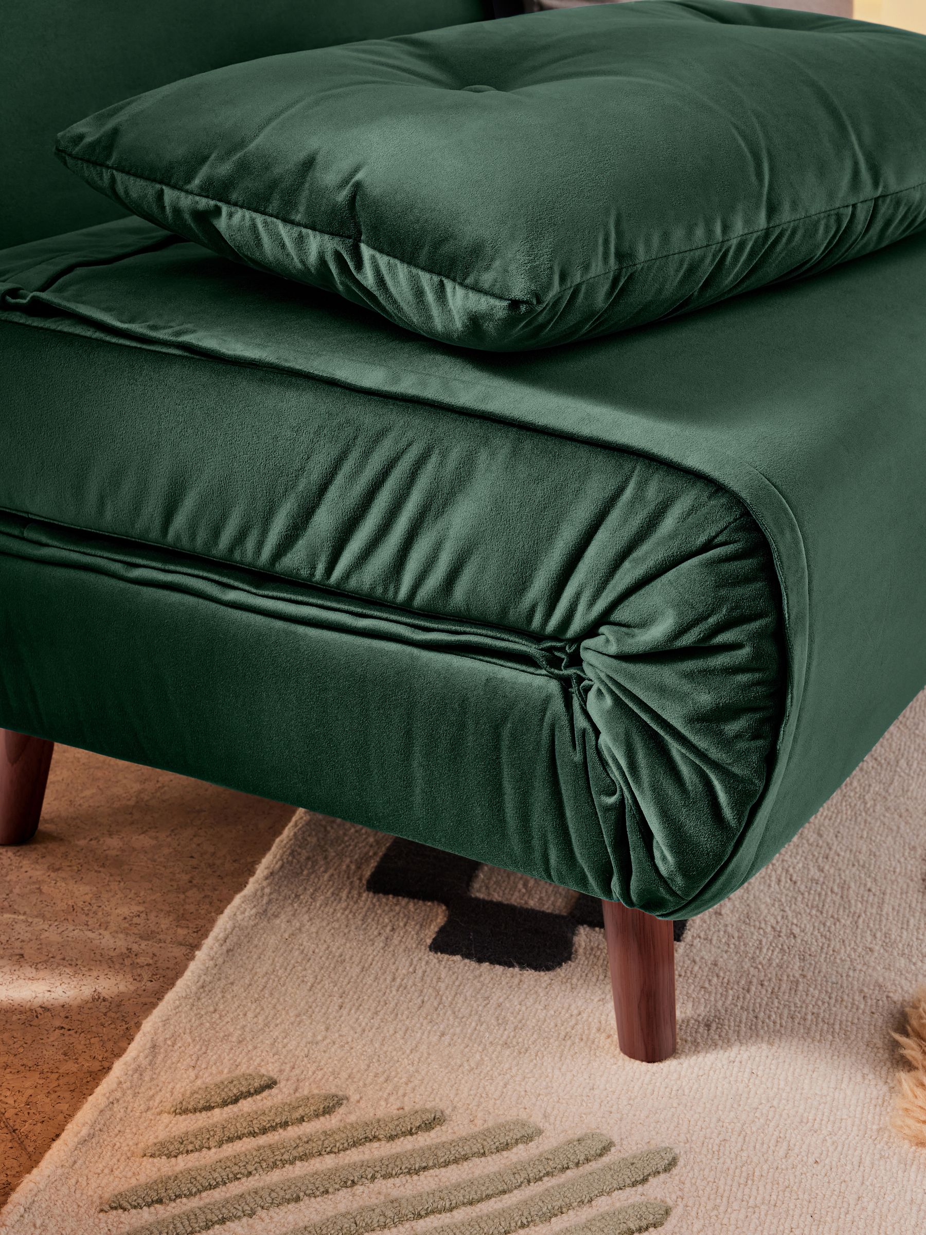 Regular Haru 2 Seater Sofa Bed in Smooth Velvet Moss Green - Image 6 of 9
