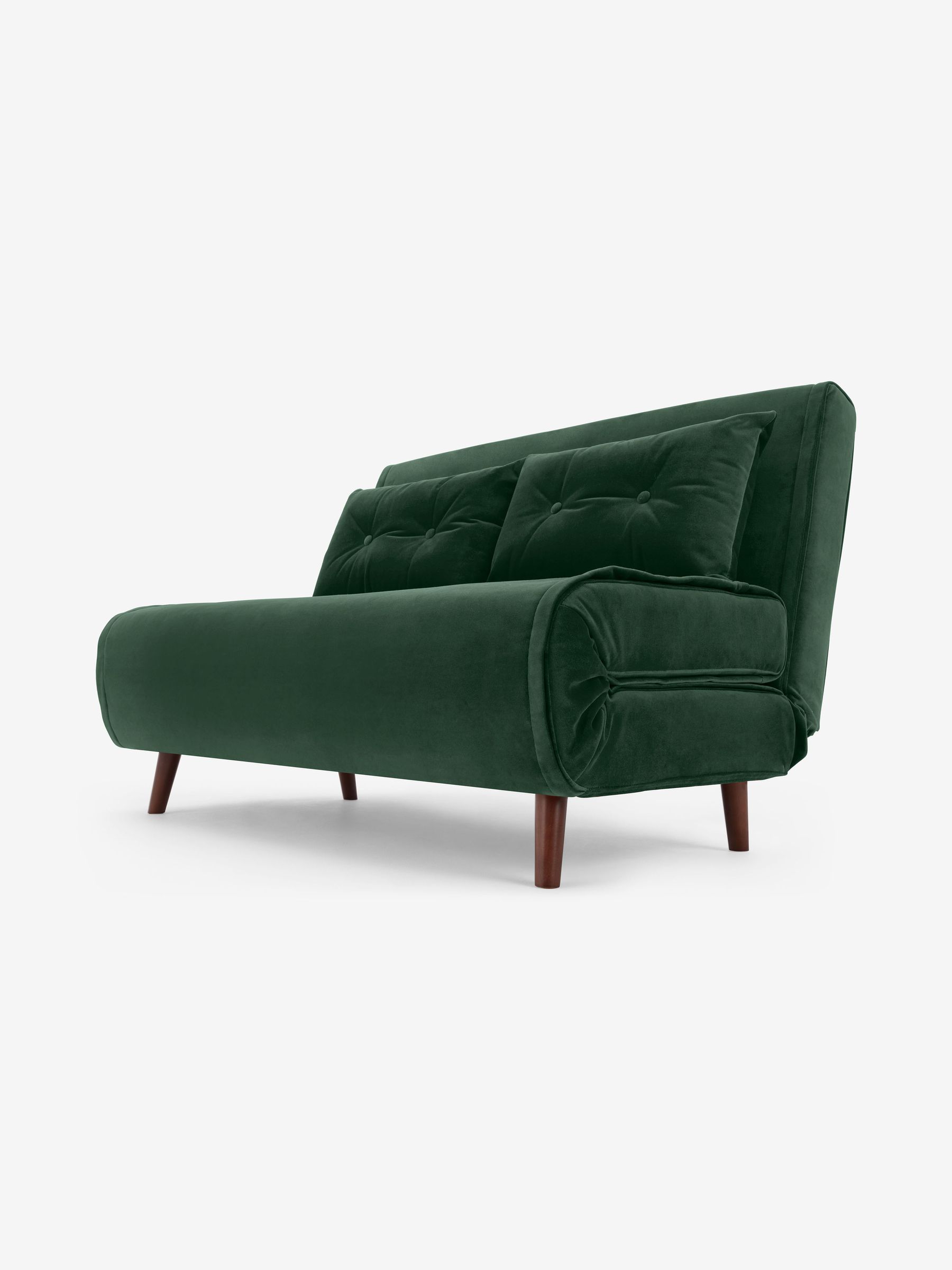 Regular Haru 2 Seater Sofa Bed in Smooth Velvet Moss Green - Image 8 of 9