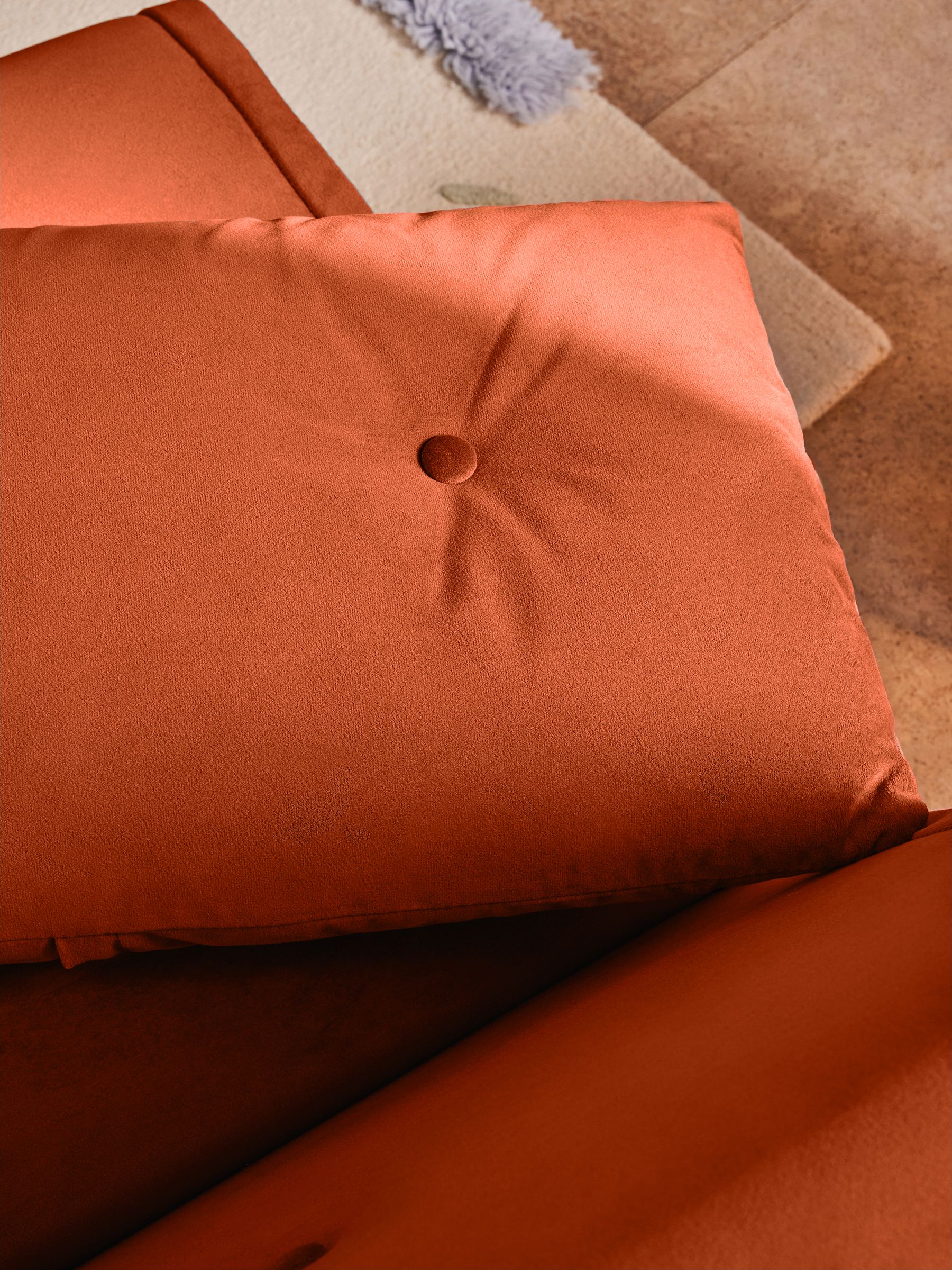 Large Borg Haru 2 Seater Sofa Bed in Smooth Velvet Tan Orange - Image 4 of 9