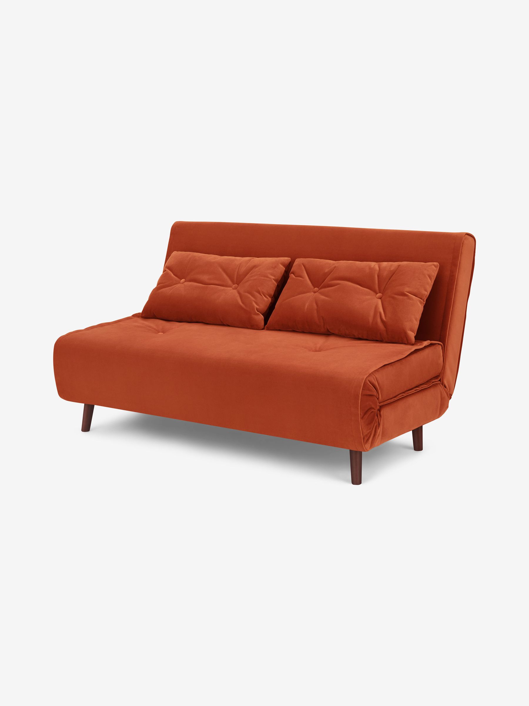 Large Borg Haru 2 Seater Sofa Bed in Smooth Velvet Tan Orange - Image 7 of 9