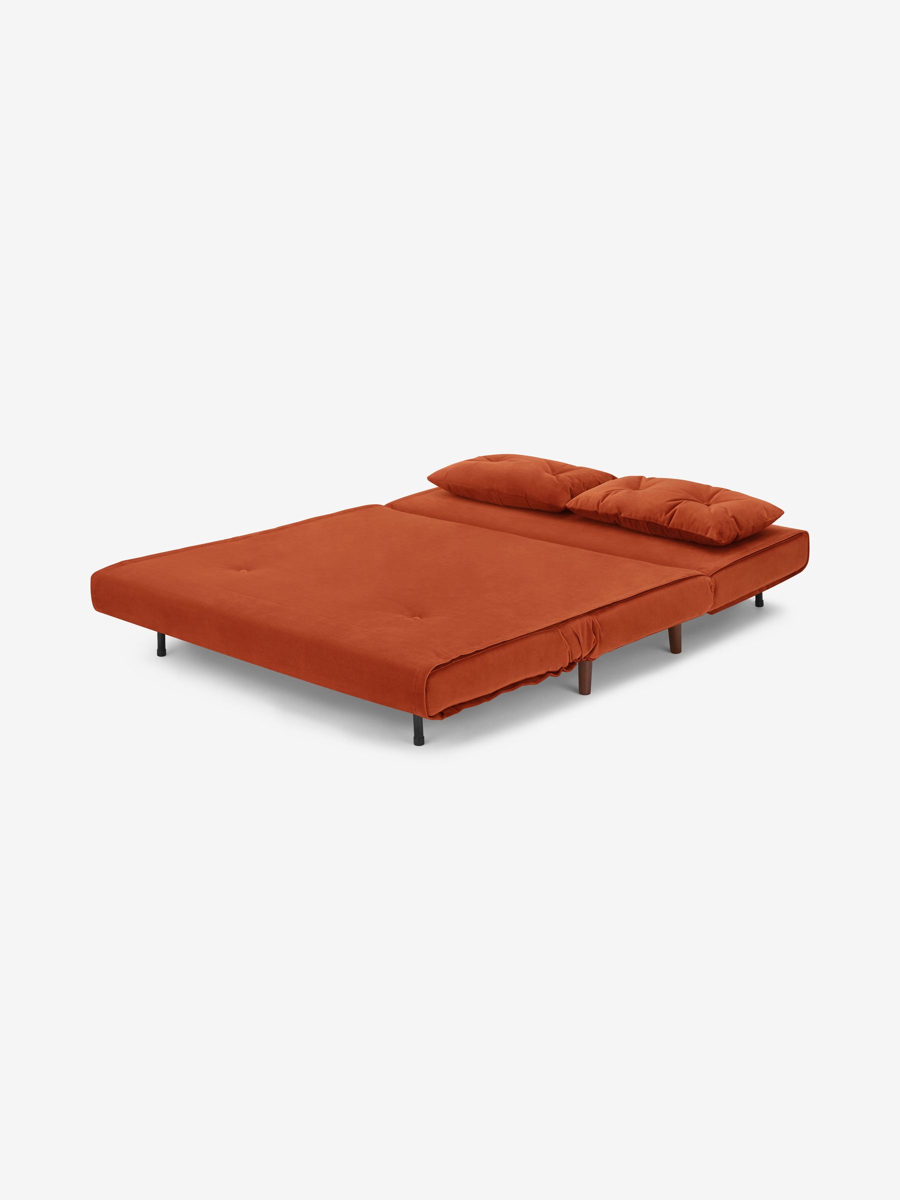 Large Borg Haru 2 Seater Sofa Bed in Smooth Velvet Tan Orange - Image 8 of 9