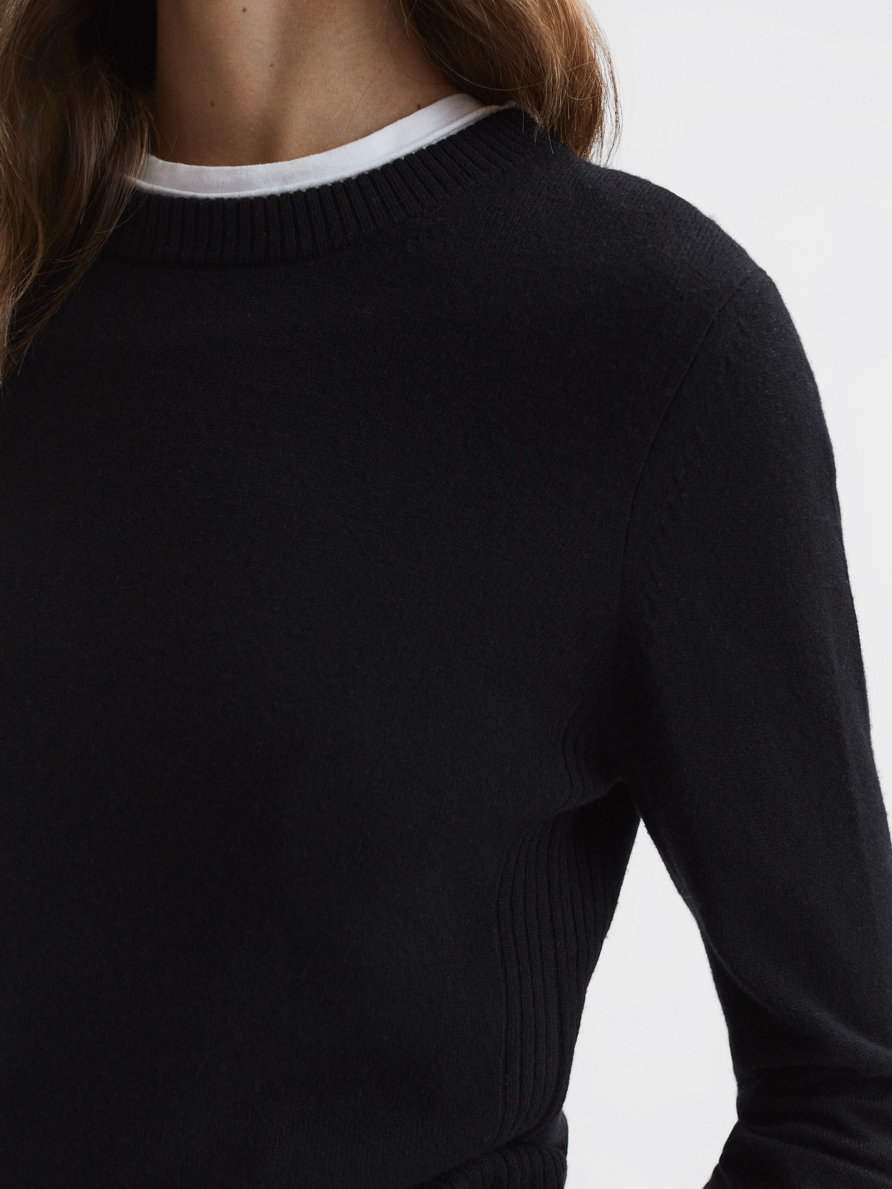 Wool Blend Crew Neck Jumper in Black - Image 3 of 5
