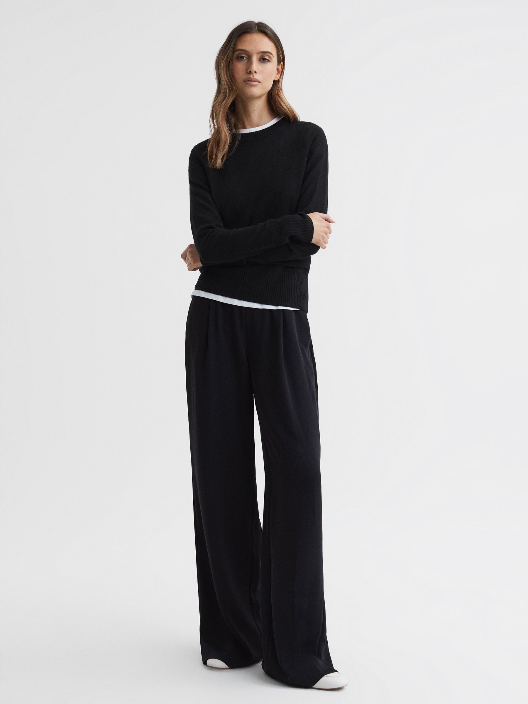 Wool Blend Crew Neck Jumper in Black - Image 4 of 5