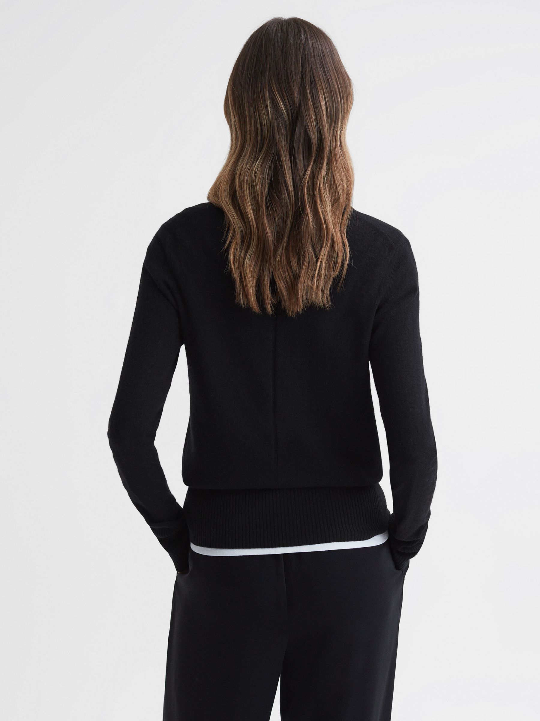 Wool Blend Crew Neck Jumper in Black - Image 5 of 5
