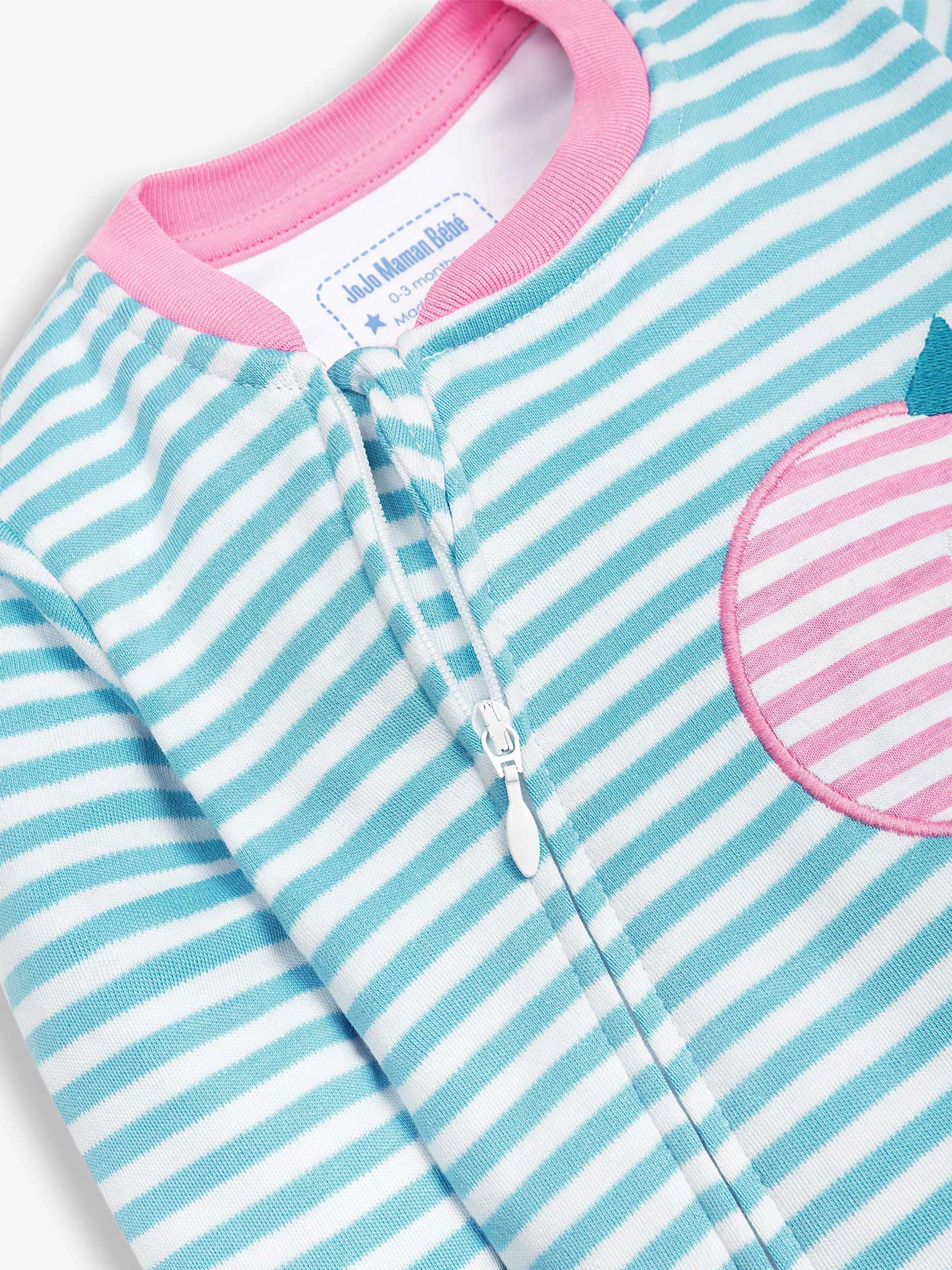 Pink Dinosaur Personalised Appliqué Cotton Zip Baby Sleepsuit - Image 5 of 5