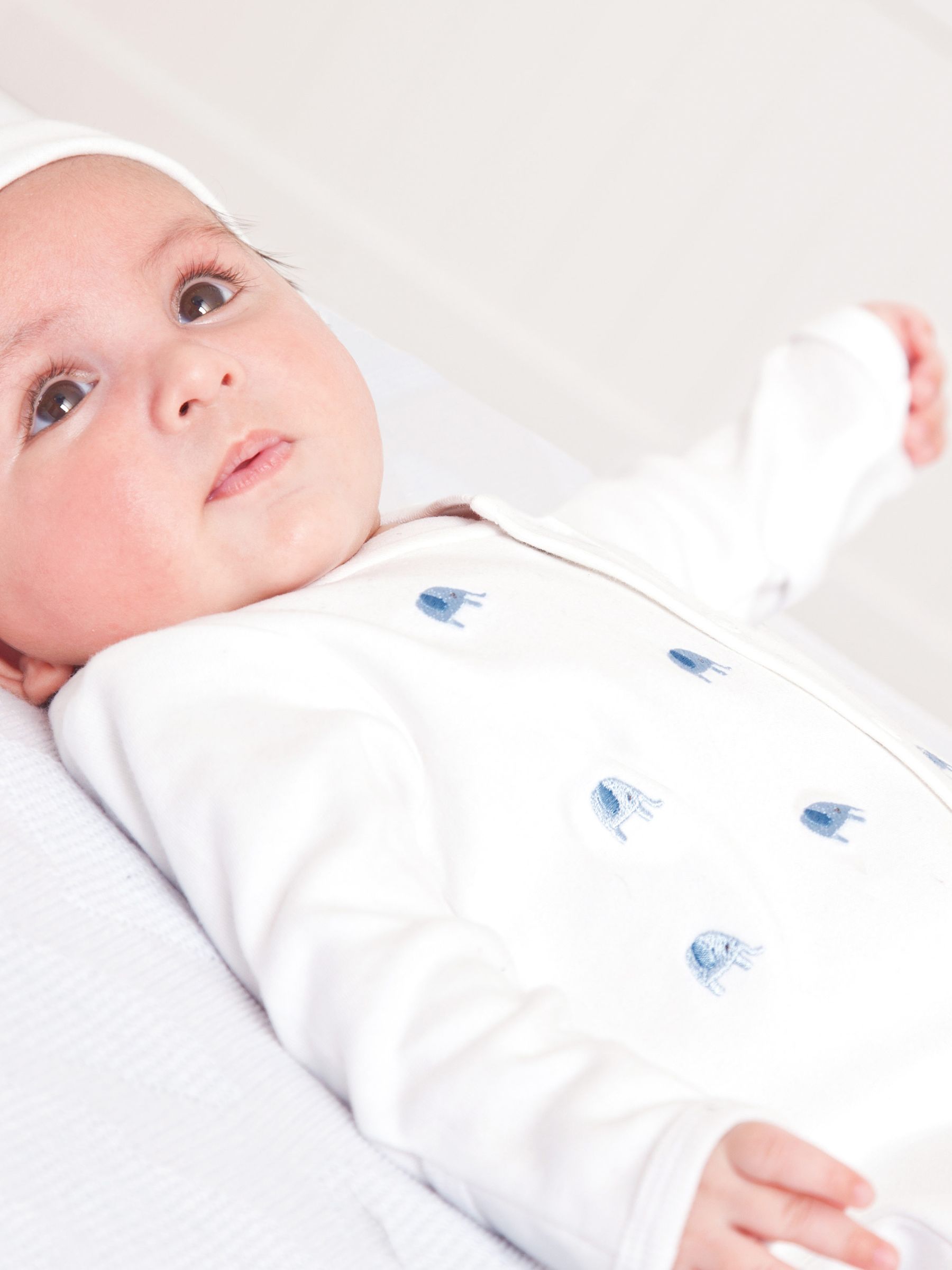 Blue Elephant Personalised Embroidered Cotton Baby Sleepsuit - Image 3 of 3
