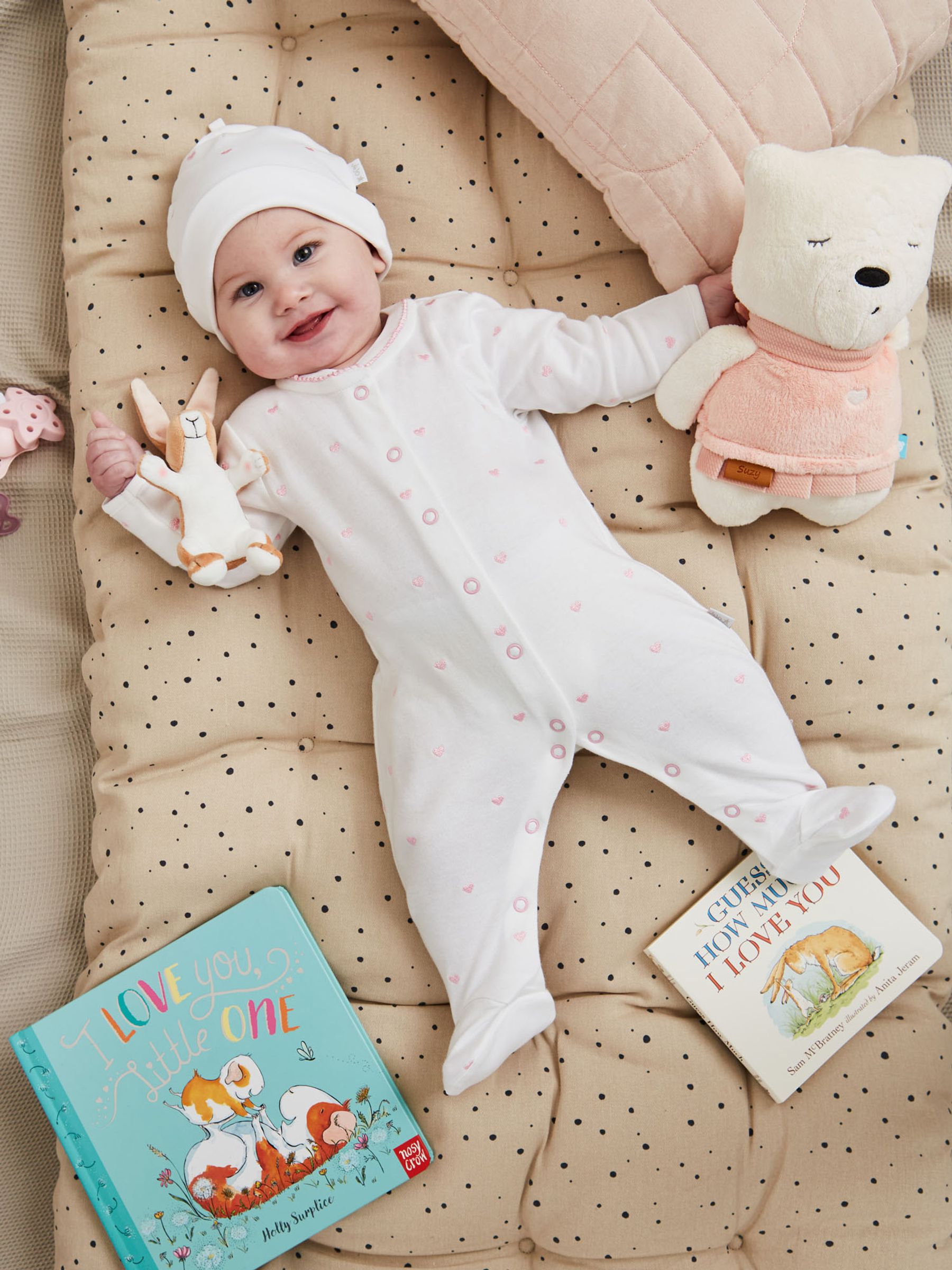 Pink Heart Personalised Embroidered Cotton Baby Sleepsuit - Image 2 of 4
