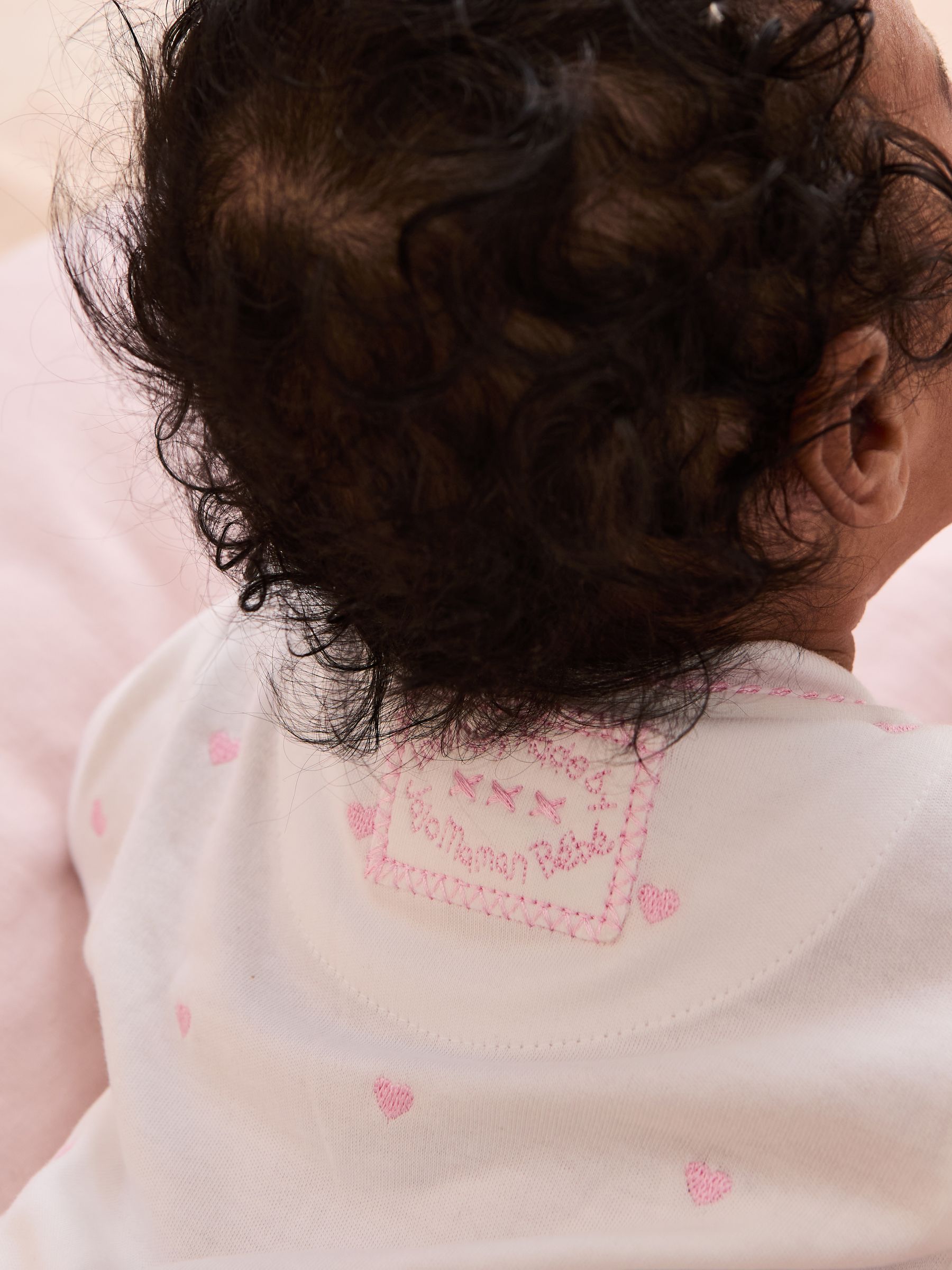 Pink Heart Personalised Embroidered Cotton Baby Sleepsuit - Image 5 of 8