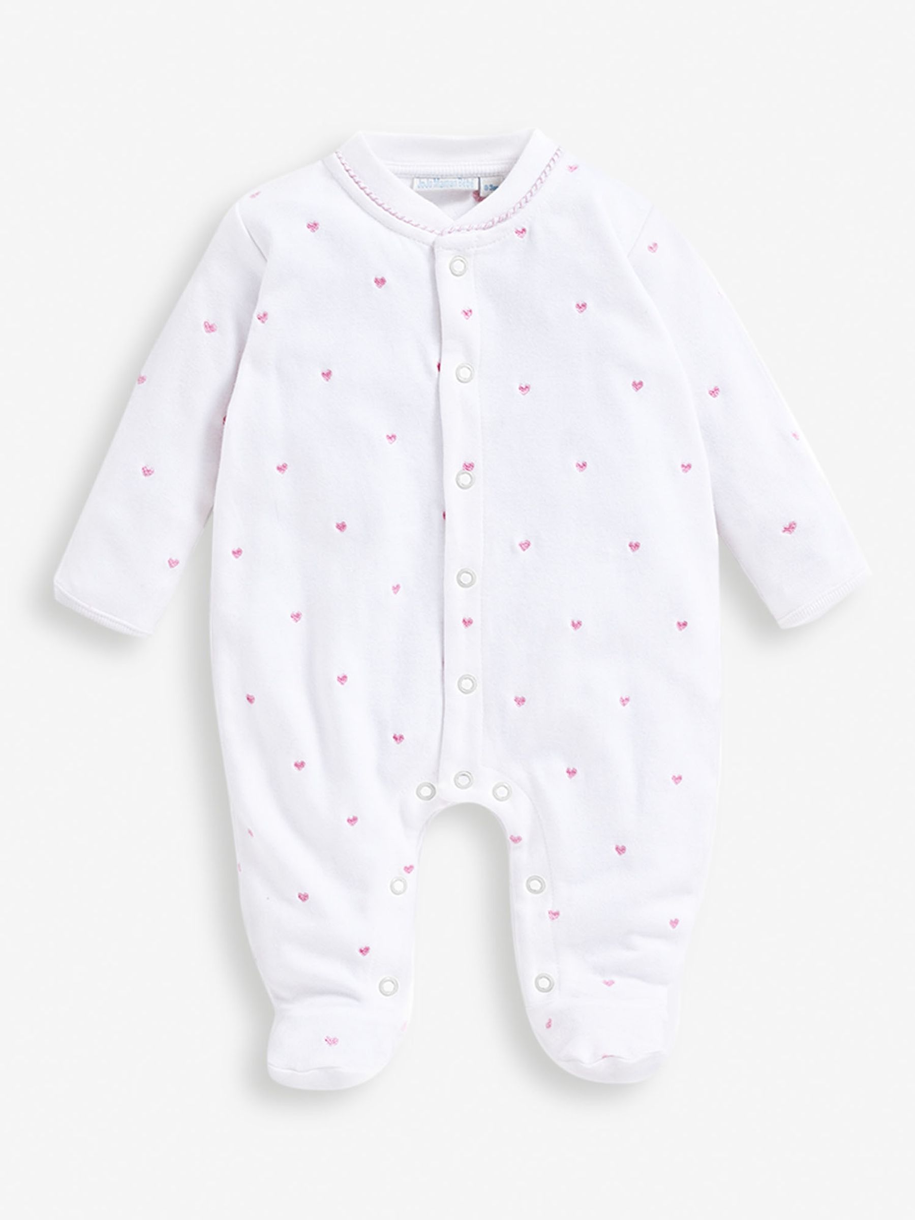 Pink Heart Personalised Embroidered Cotton Baby Sleepsuit - Image 6 of 8