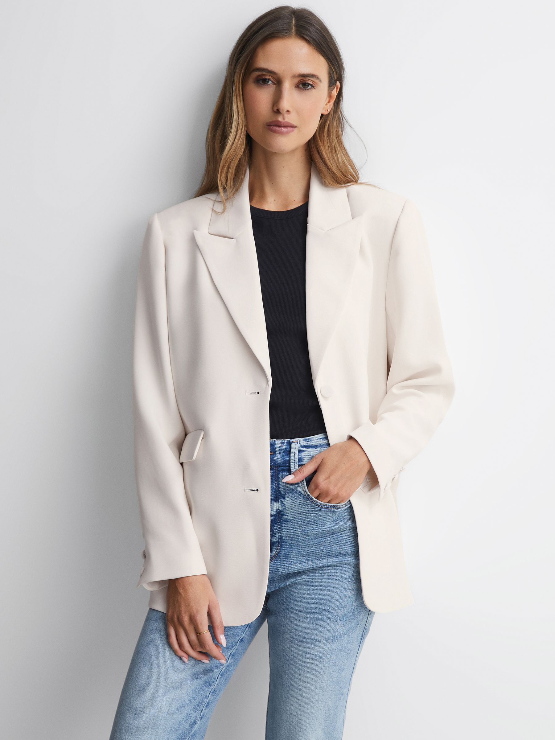 Good American Single Breasted Blazer in Ivory - Image 1 of 5