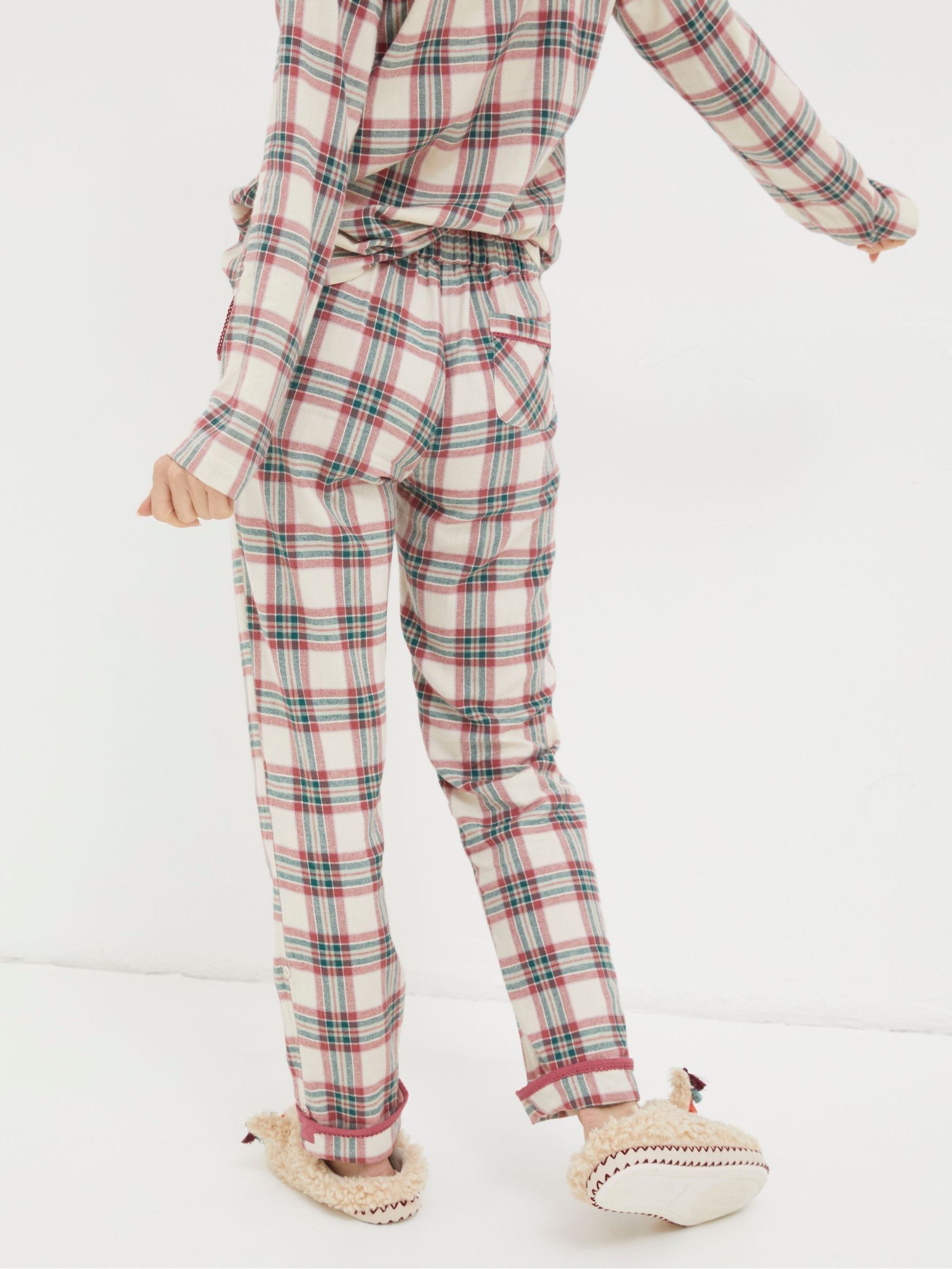 Natural Eva Woodland Check Pyjama Trousers - Image 2 of 5 Natural Eva Woodland Check Pyjama Trousers - Image 2 of 5