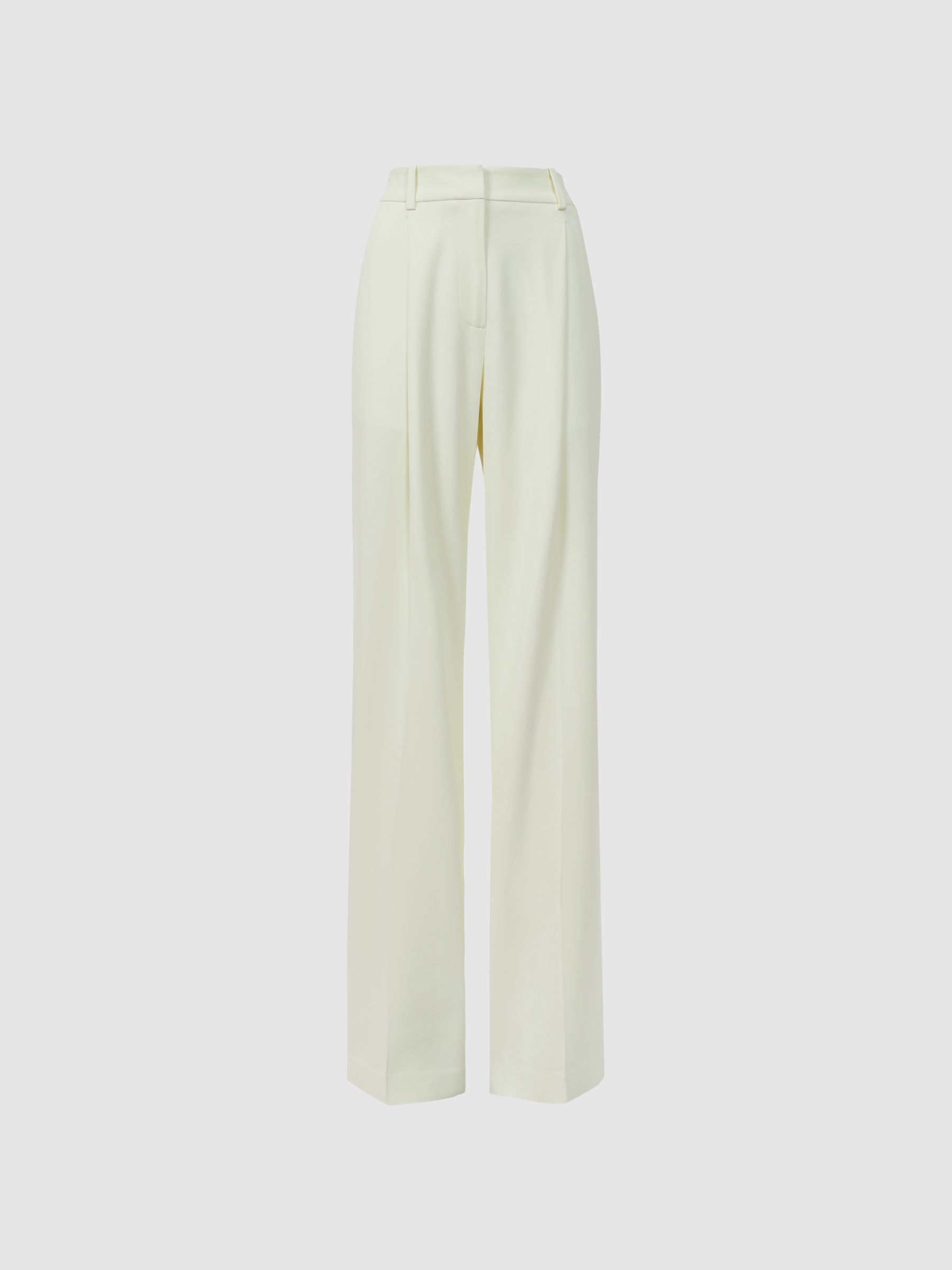 Mid Rise Wide Leg Trousers in Pale Yellow - Image 2 of 5