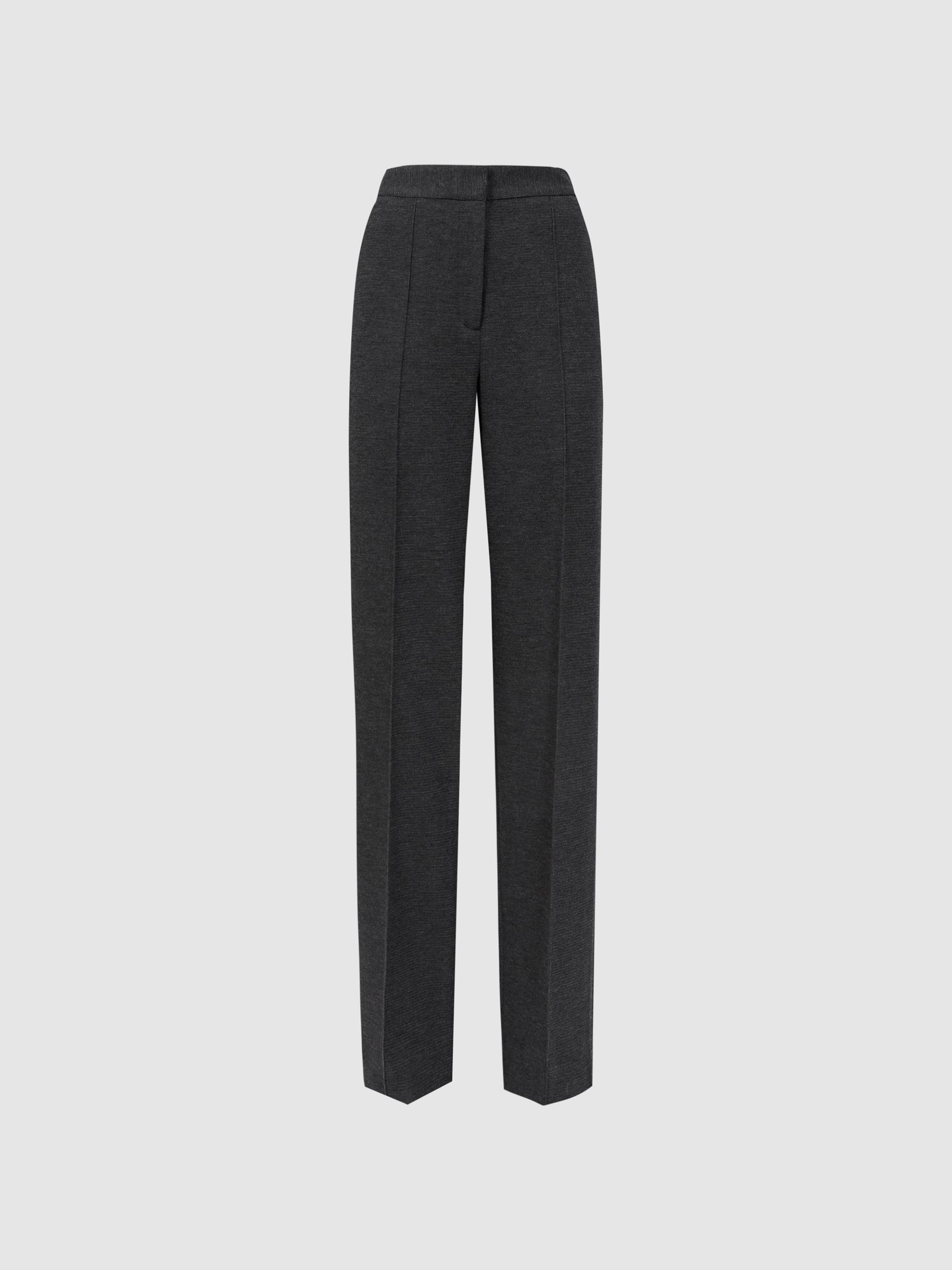 Petite Wool Blend Wide Leg Suit Trousers in Grey Melange - Image 2 of 6