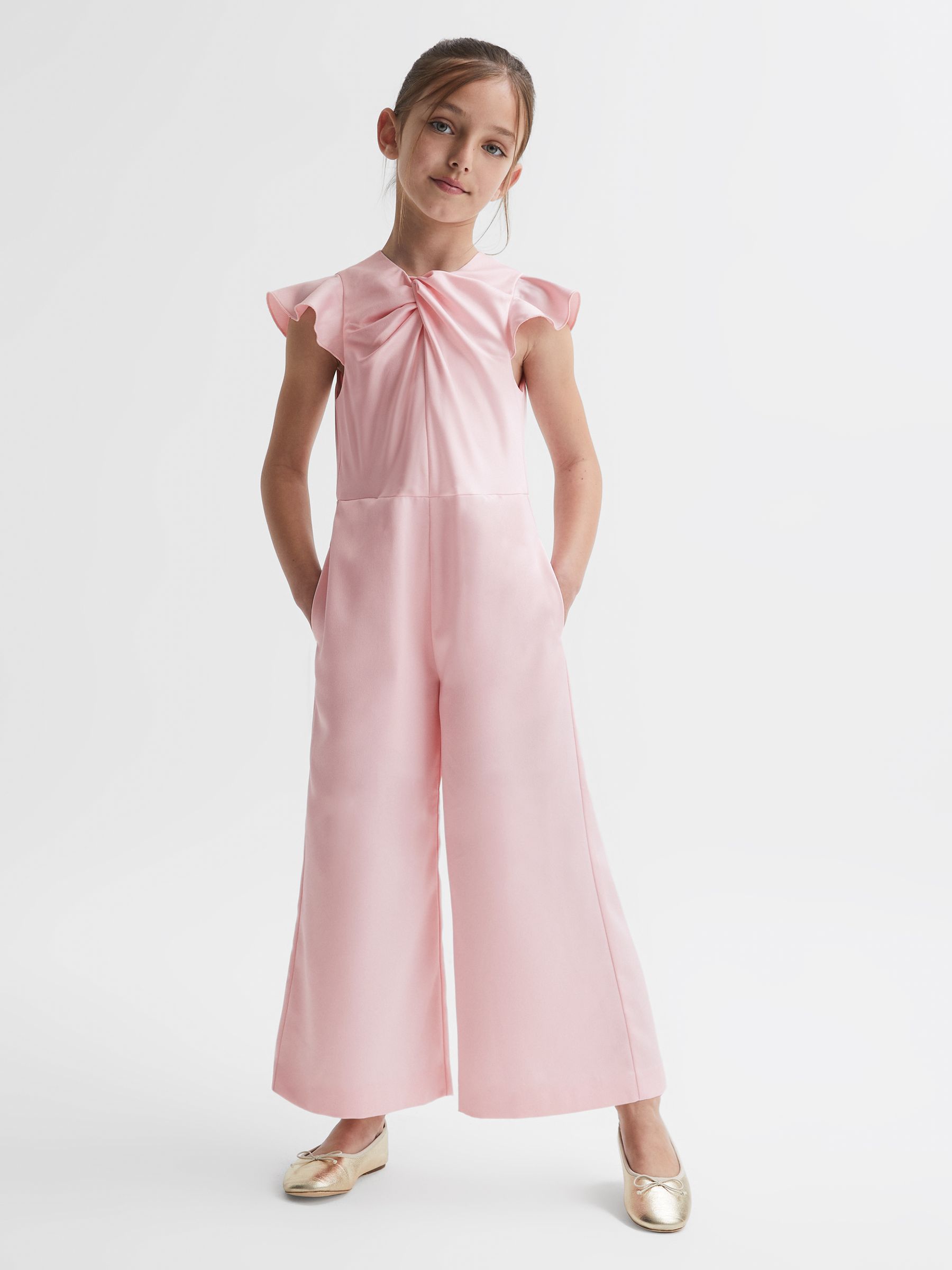9-14 yrs Knot Detail Jumpsuit in Pink - Image 3 of 6