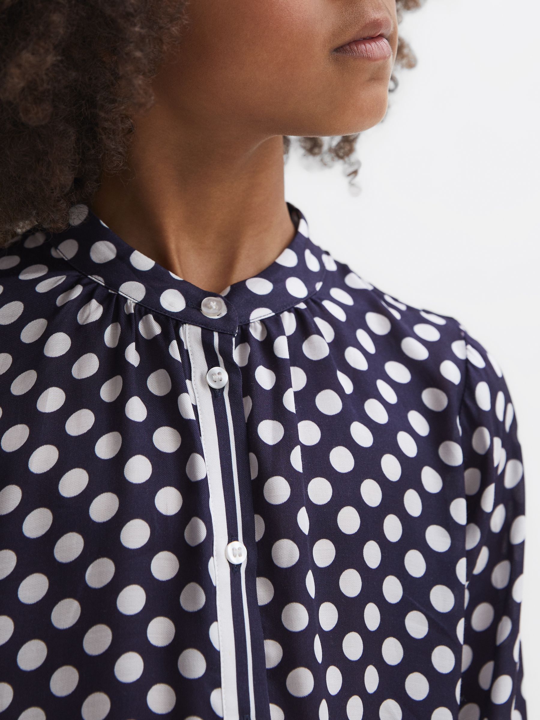 9-14 yrs Polka Dot Long Sleeve Dress in Navy Print - Image 4 of 6